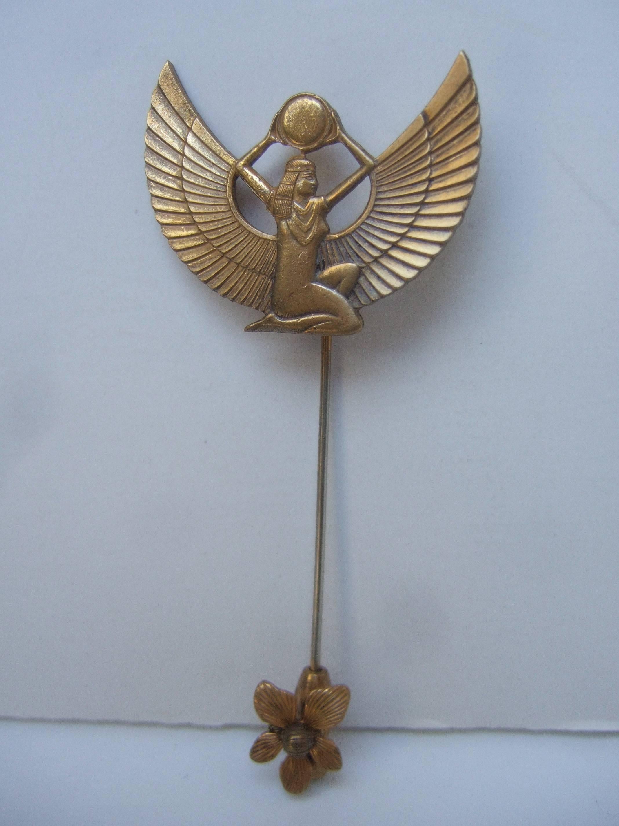 Miriam Haskell Egyptian Revival Stick Pin & Earrings ca 1970 For Sale 2