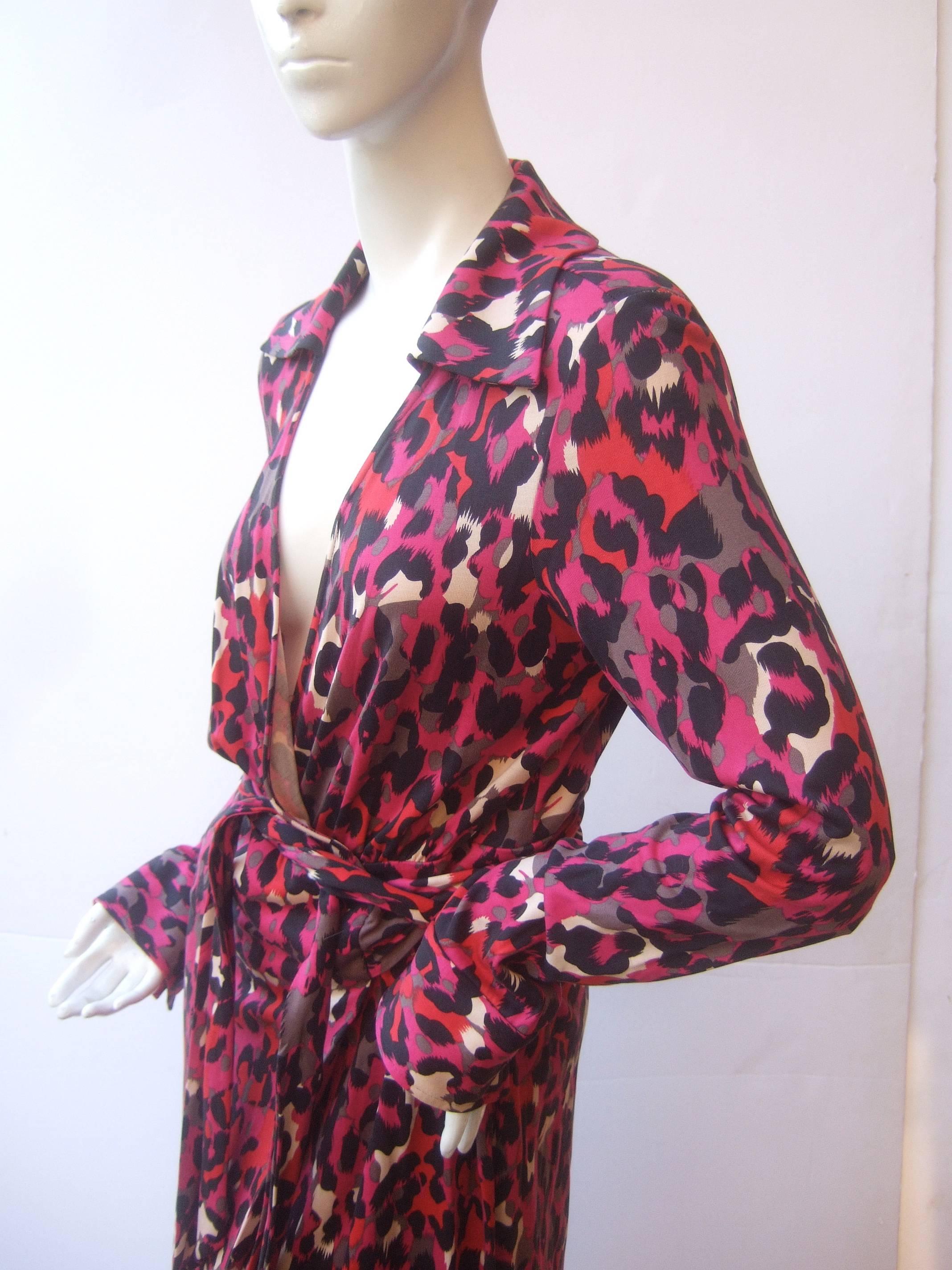 Women's Diane Von Furstenberg Silk Jersey Animal Print Wrap Dress 