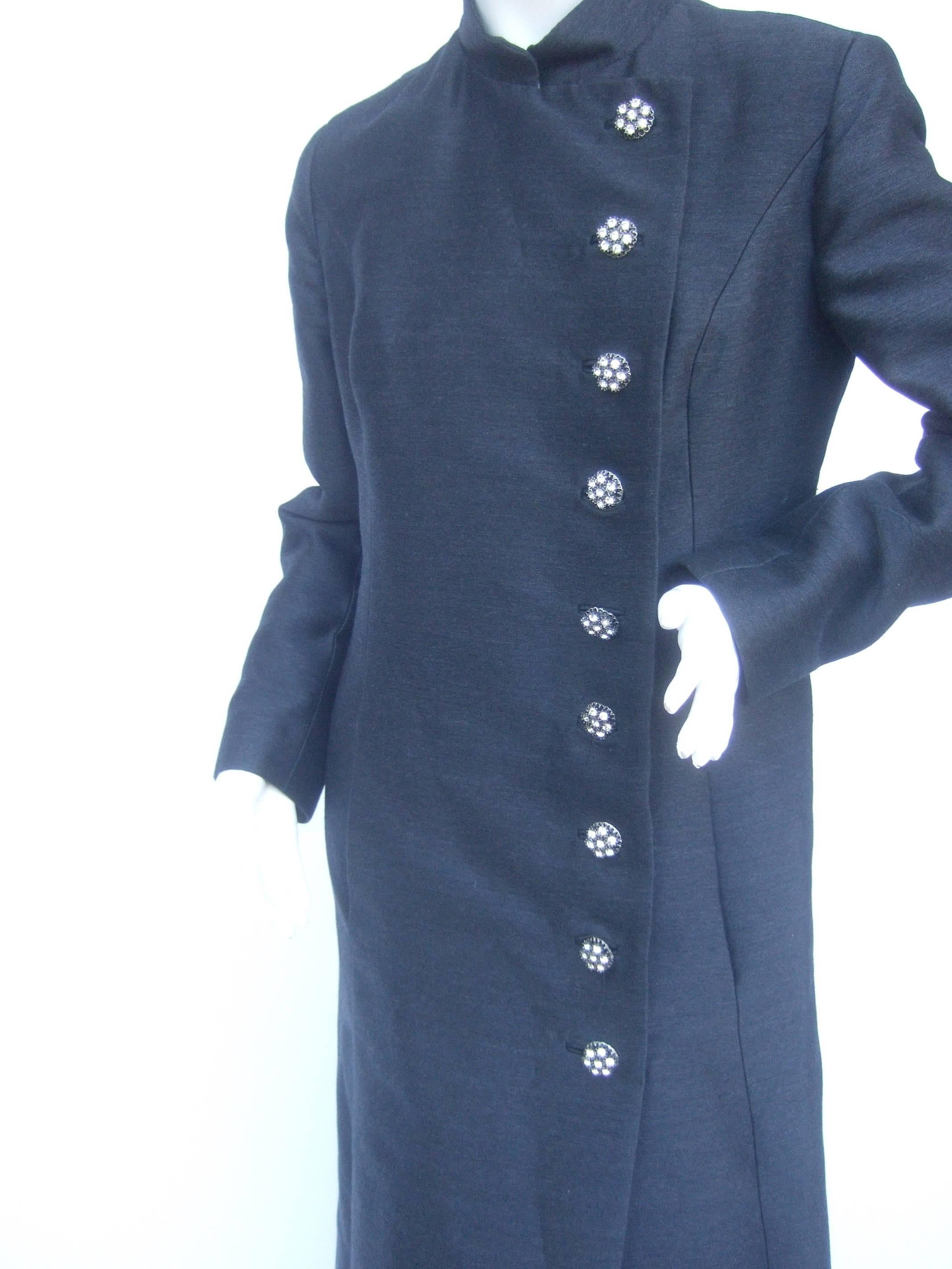 Purple Stunning Charcoal Gray Shantung Neiman Marcus Evening Coat ca 1970 For Sale