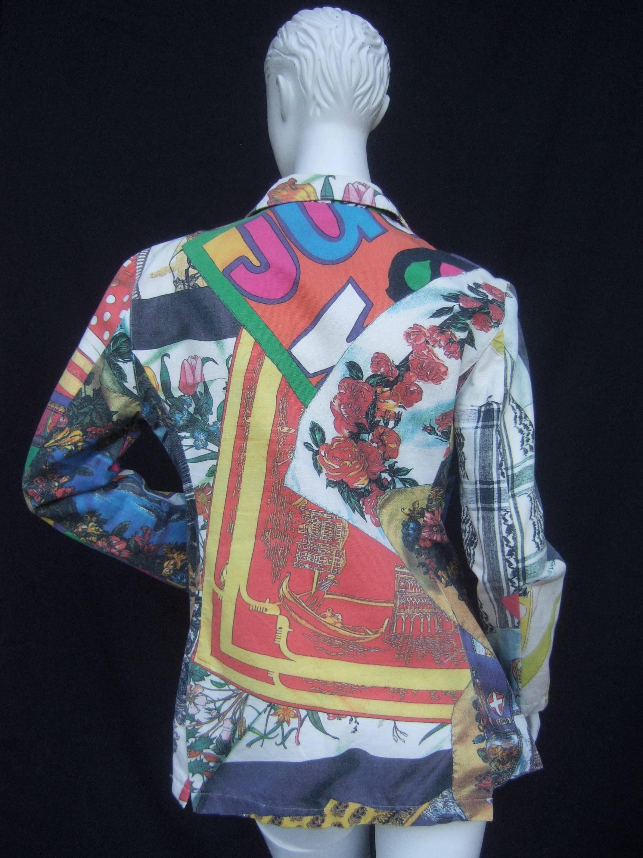 Moschino Mod Op Art Graphic Print Cotton Jacket ca 1990s In Good Condition In University City, MO