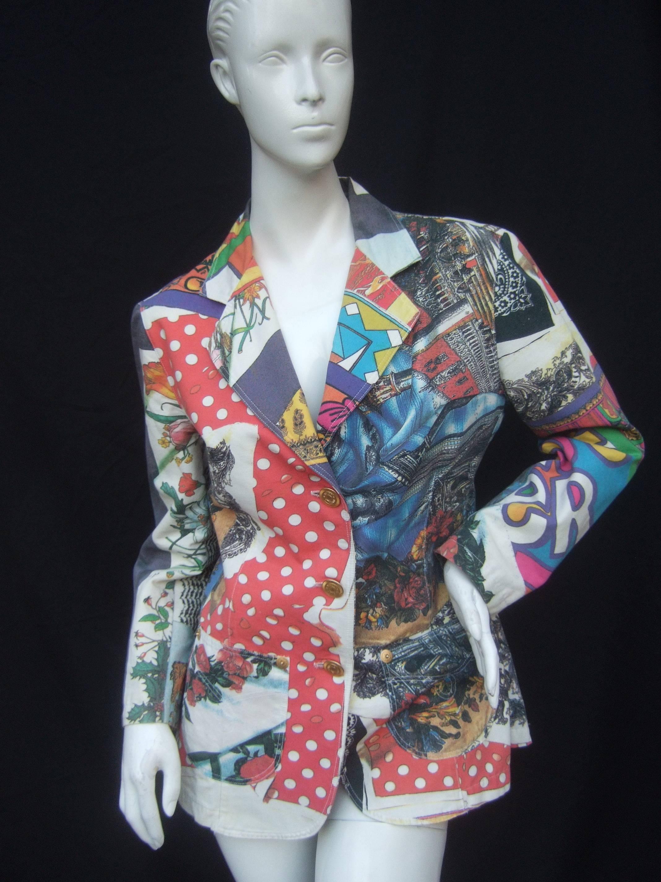 Women's Moschino Mod Op Art Graphic Print Cotton Jacket ca 1990s