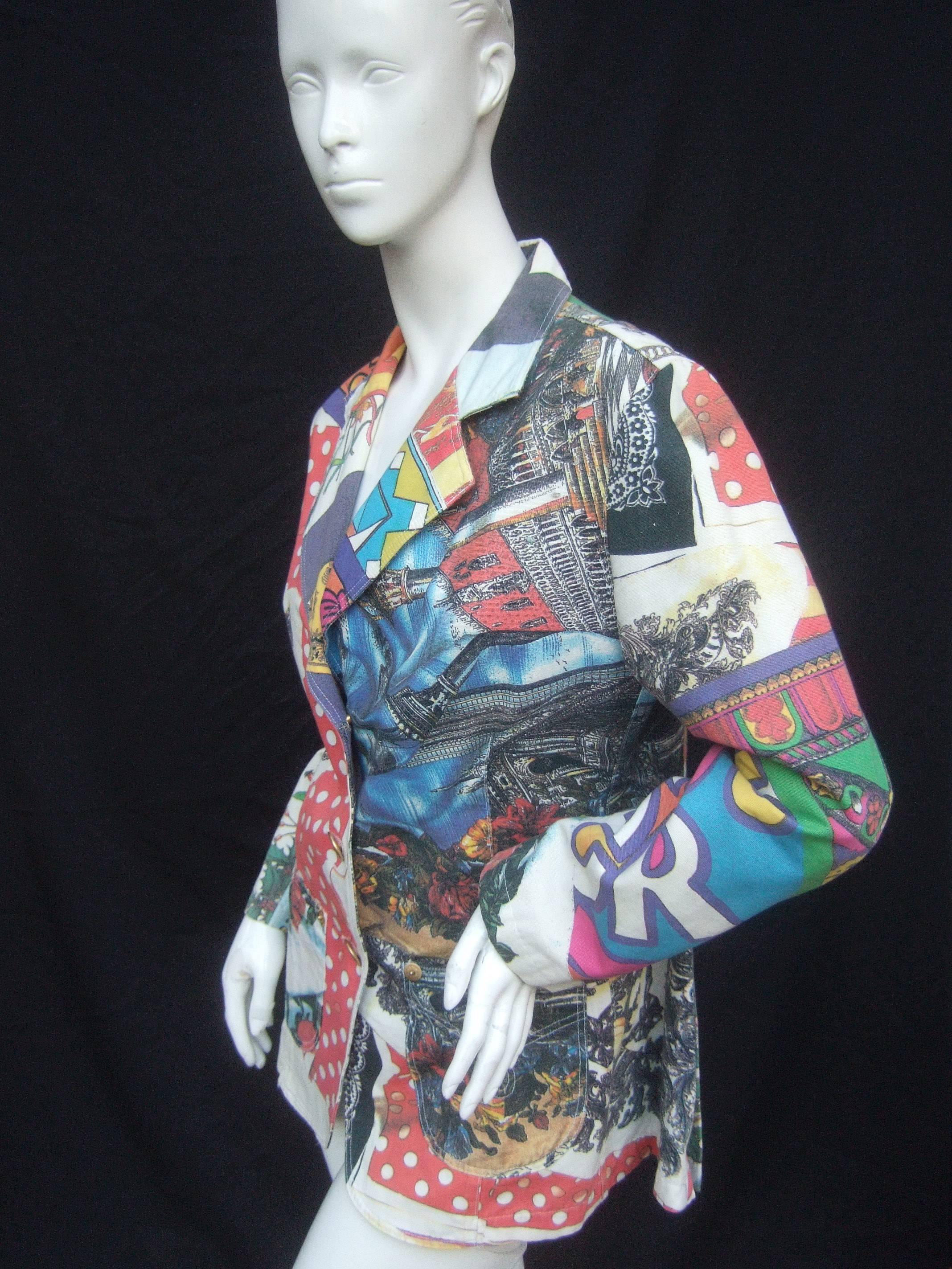 Gray Moschino Mod Op Art Graphic Print Cotton Jacket ca 1990s