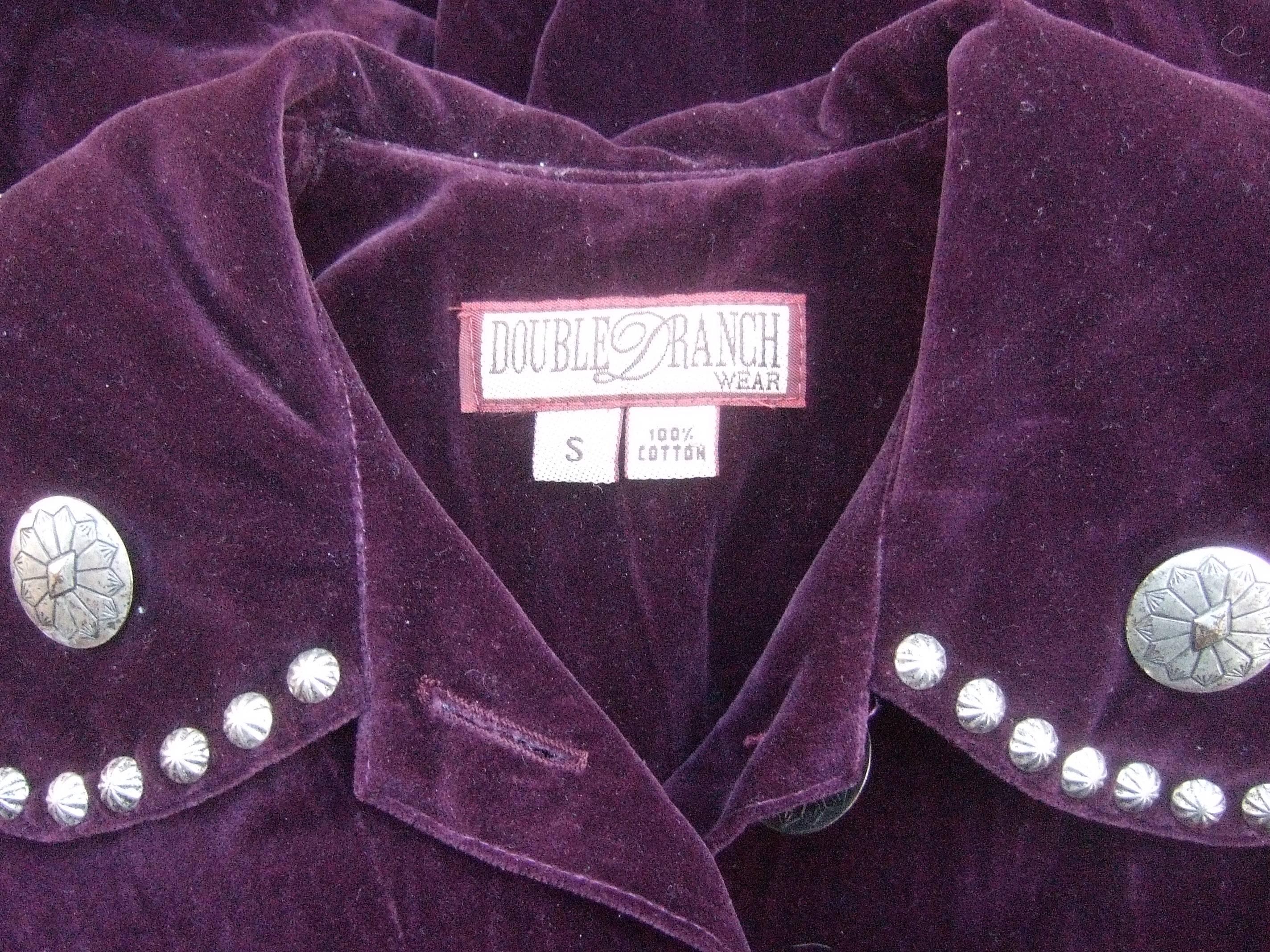 Unique Plum Cotton Velvet Grommet Jacket ca 1990s  4