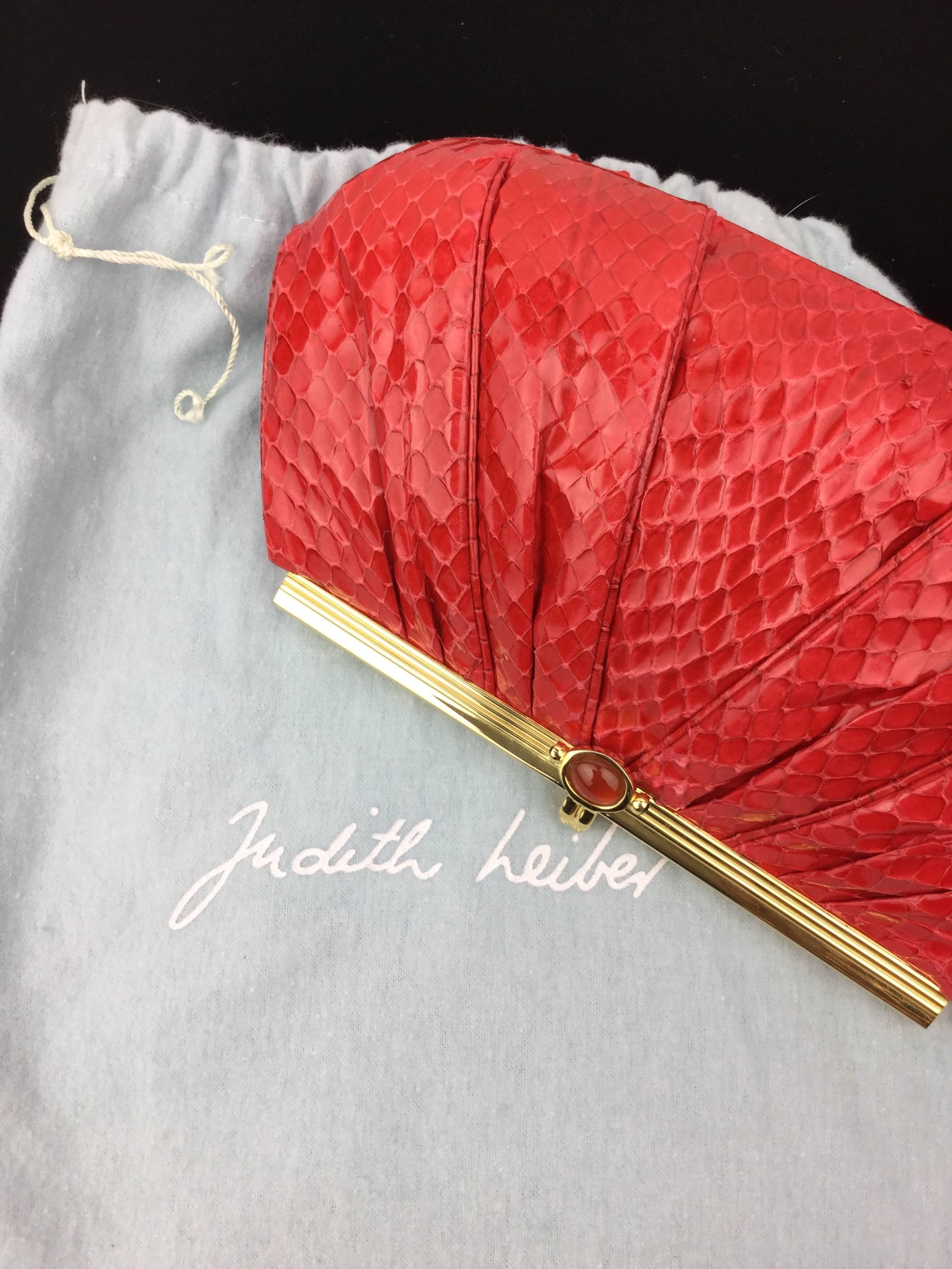 Judith Leiber Cherry Red Python Handbag. 1990's. 3