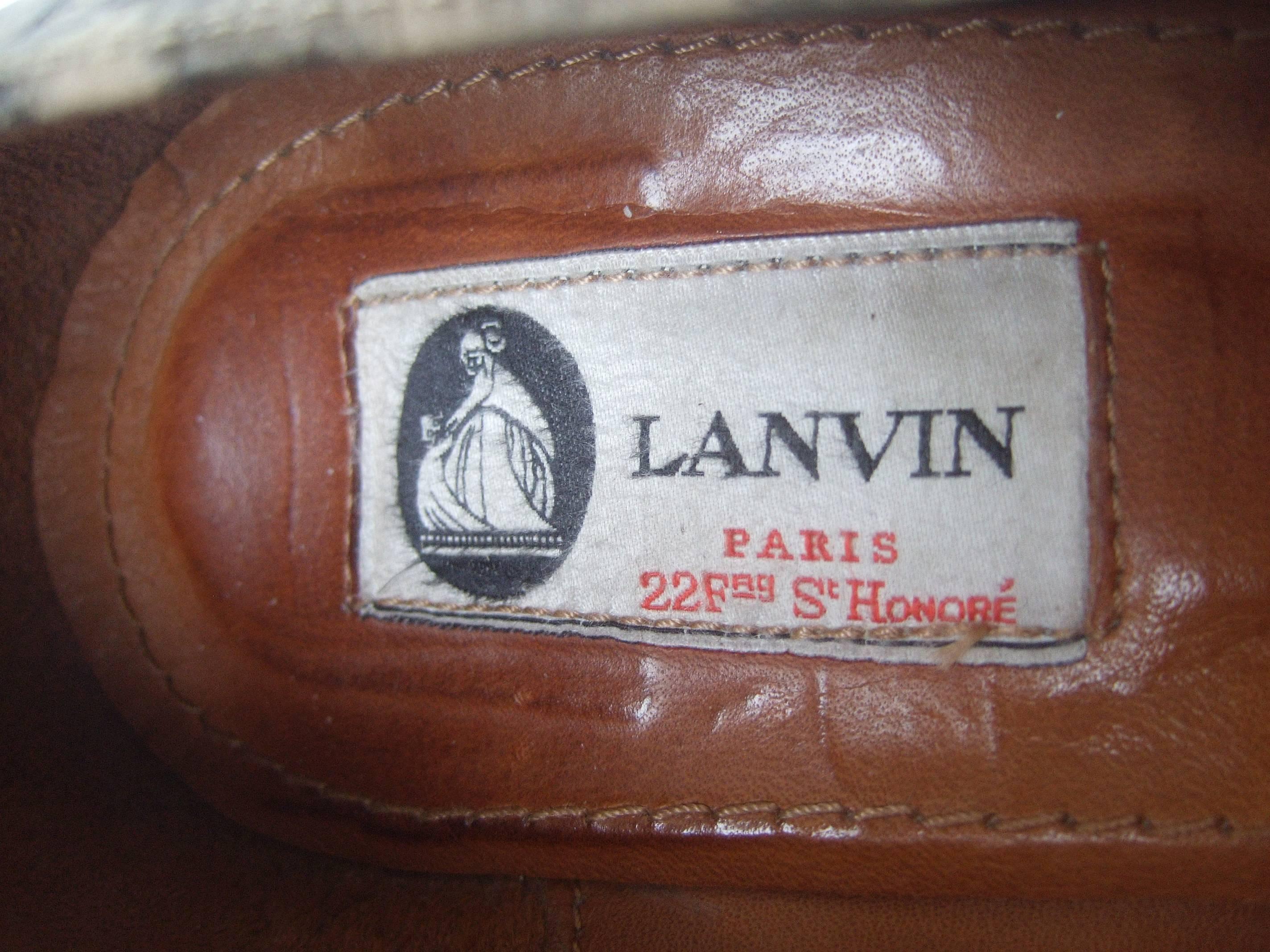 Lanvin Paris Animal Print Leather Wedges ca 1970s US Size 7  1
