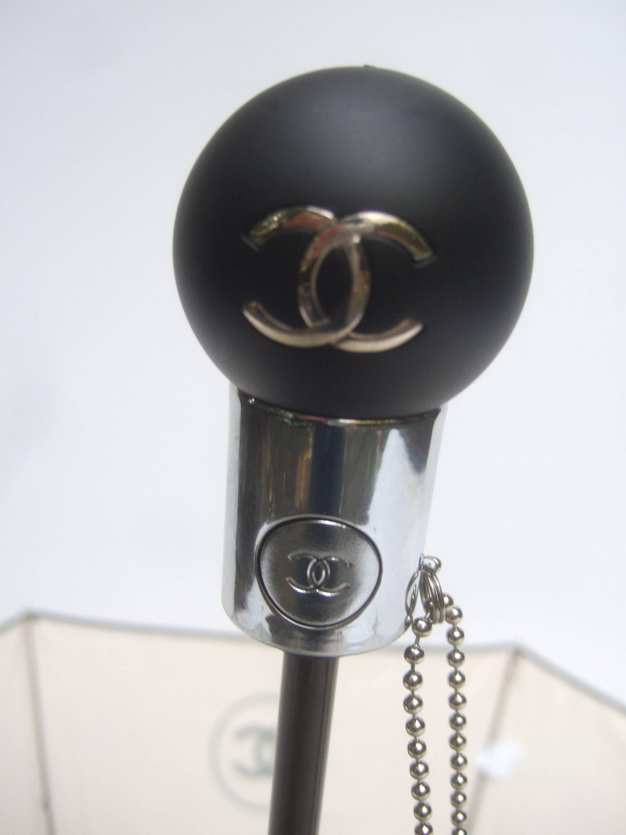 Chanel Stylish Black and Ivory Nylon Umbrella in Chanel Box In New Condition In University City, MO