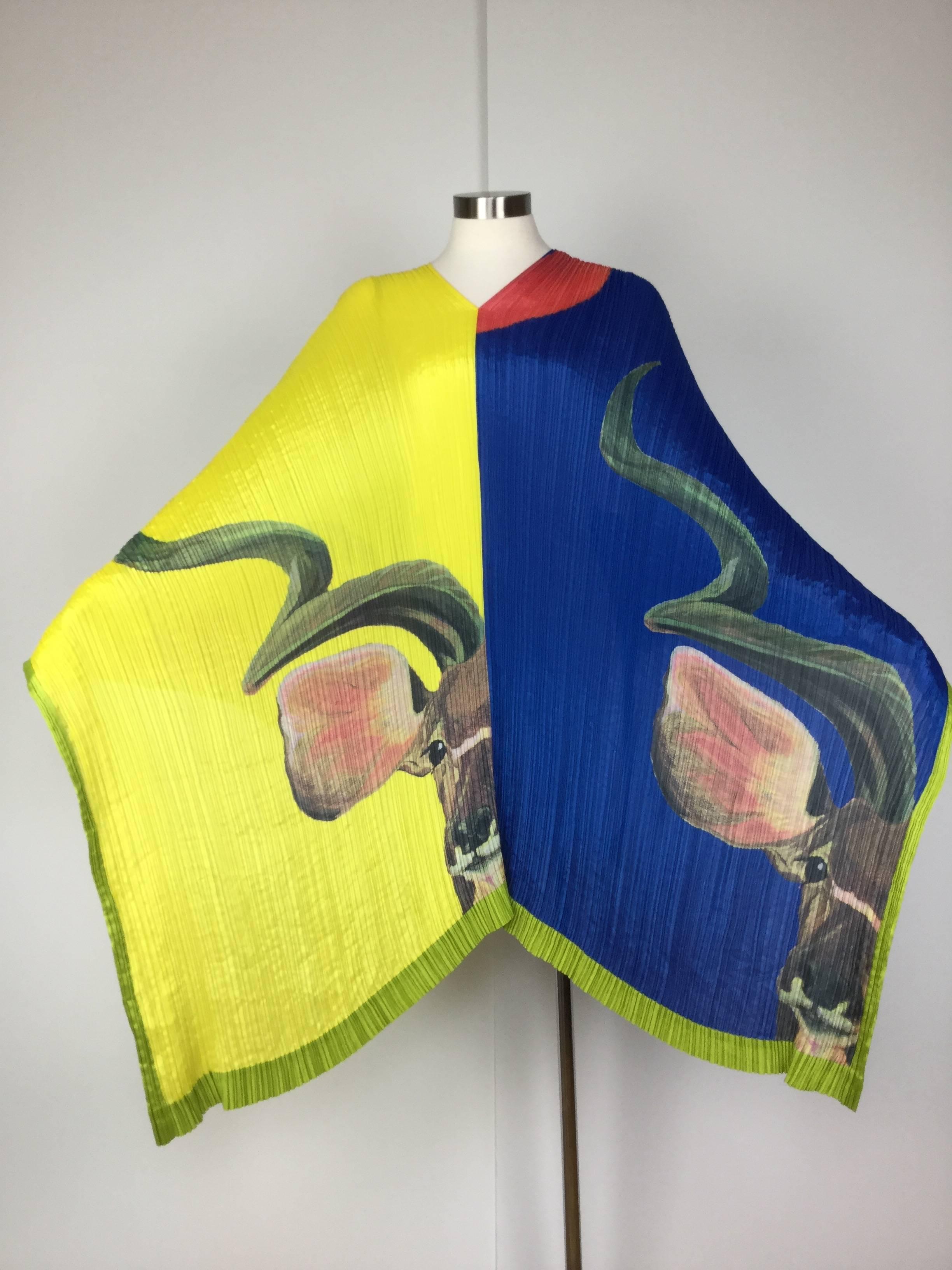 Gorgeous Miyake Animal Printed Pleated Poncho. 1990's In Excellent Condition In University City, MO