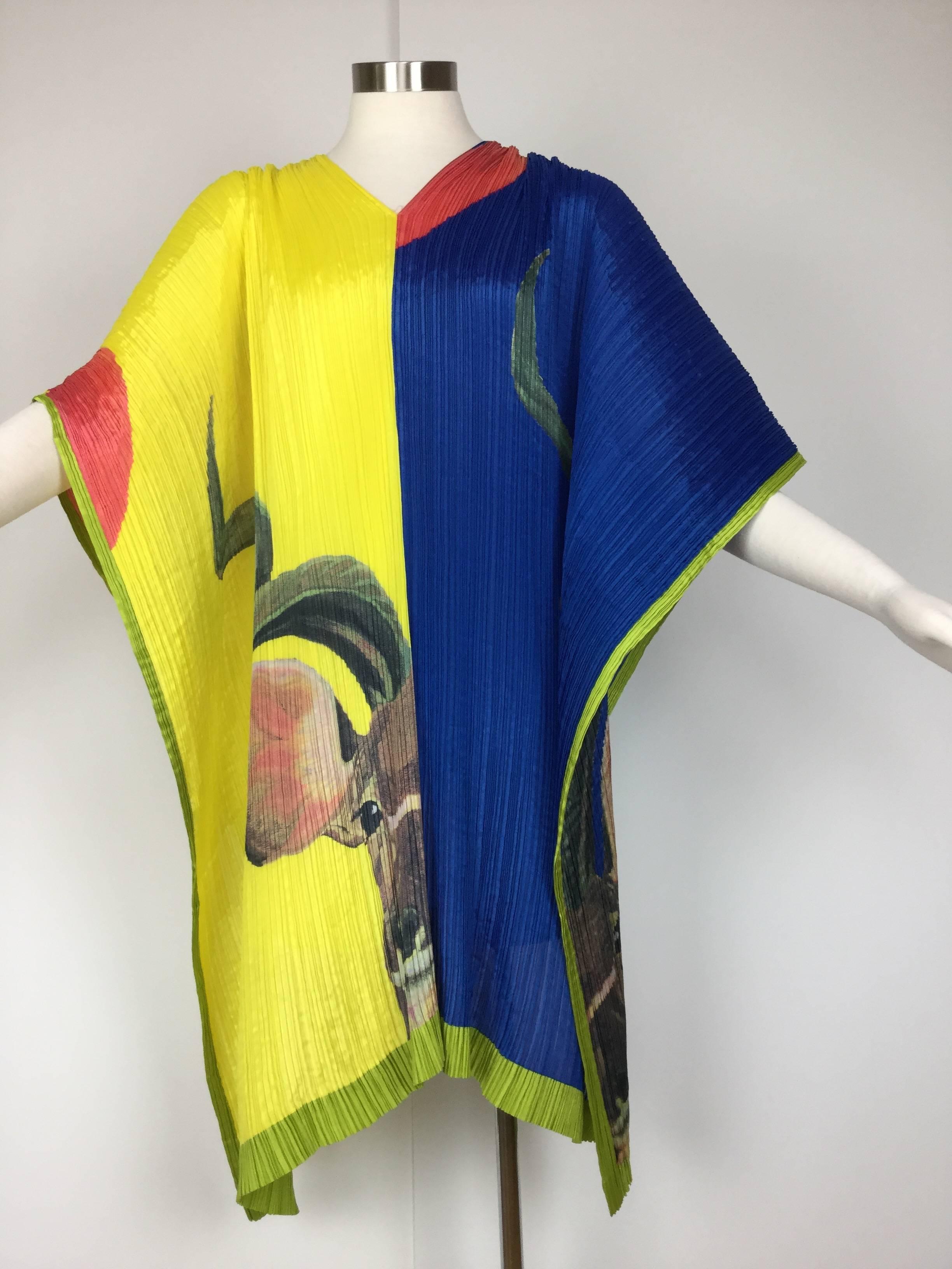 Women's Gorgeous Miyake Animal Printed Pleated Poncho. 1990's