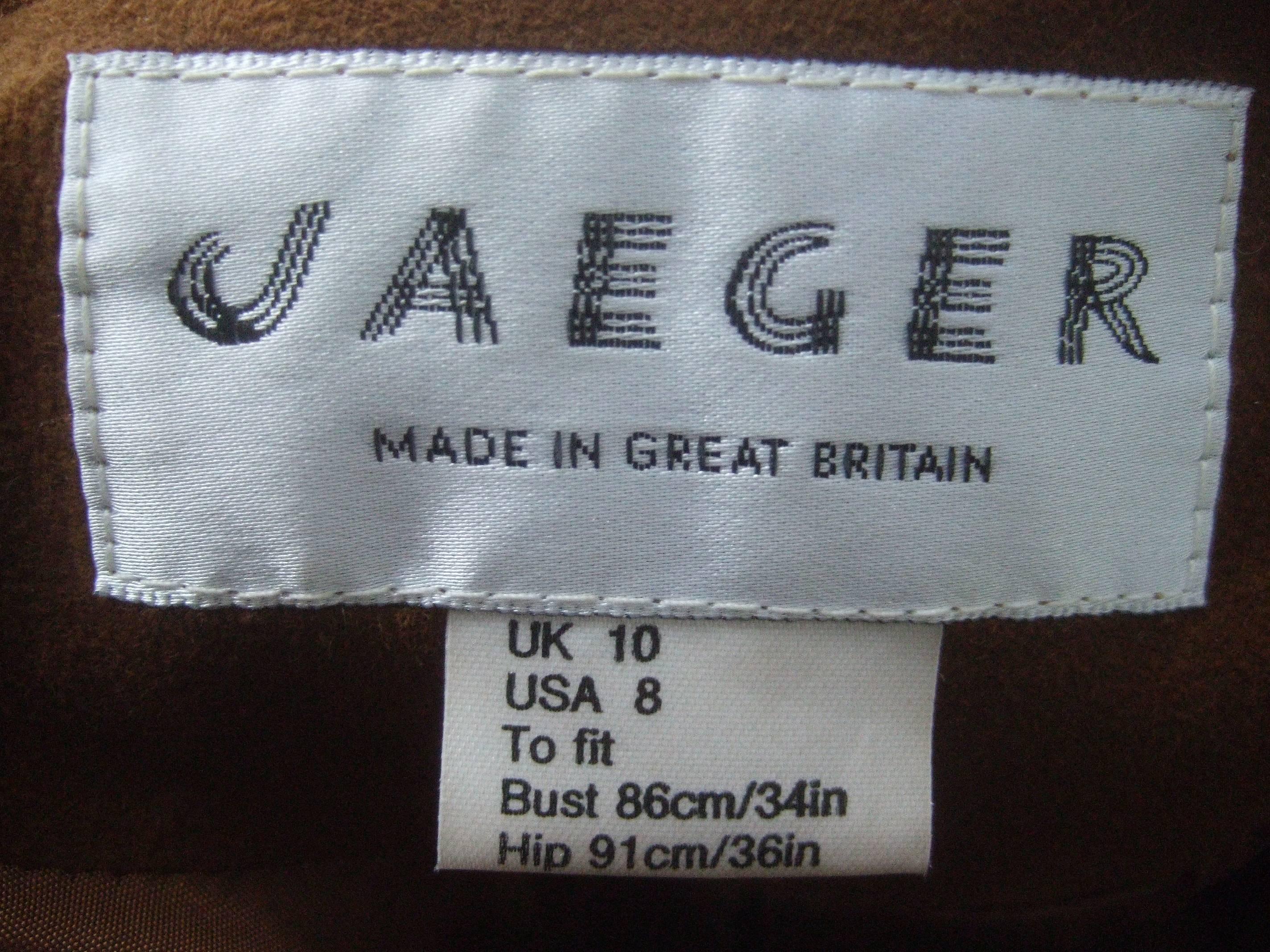 Women's Jaeger Stylish Brown Doeskin Suede Duster Coat ca 1990s