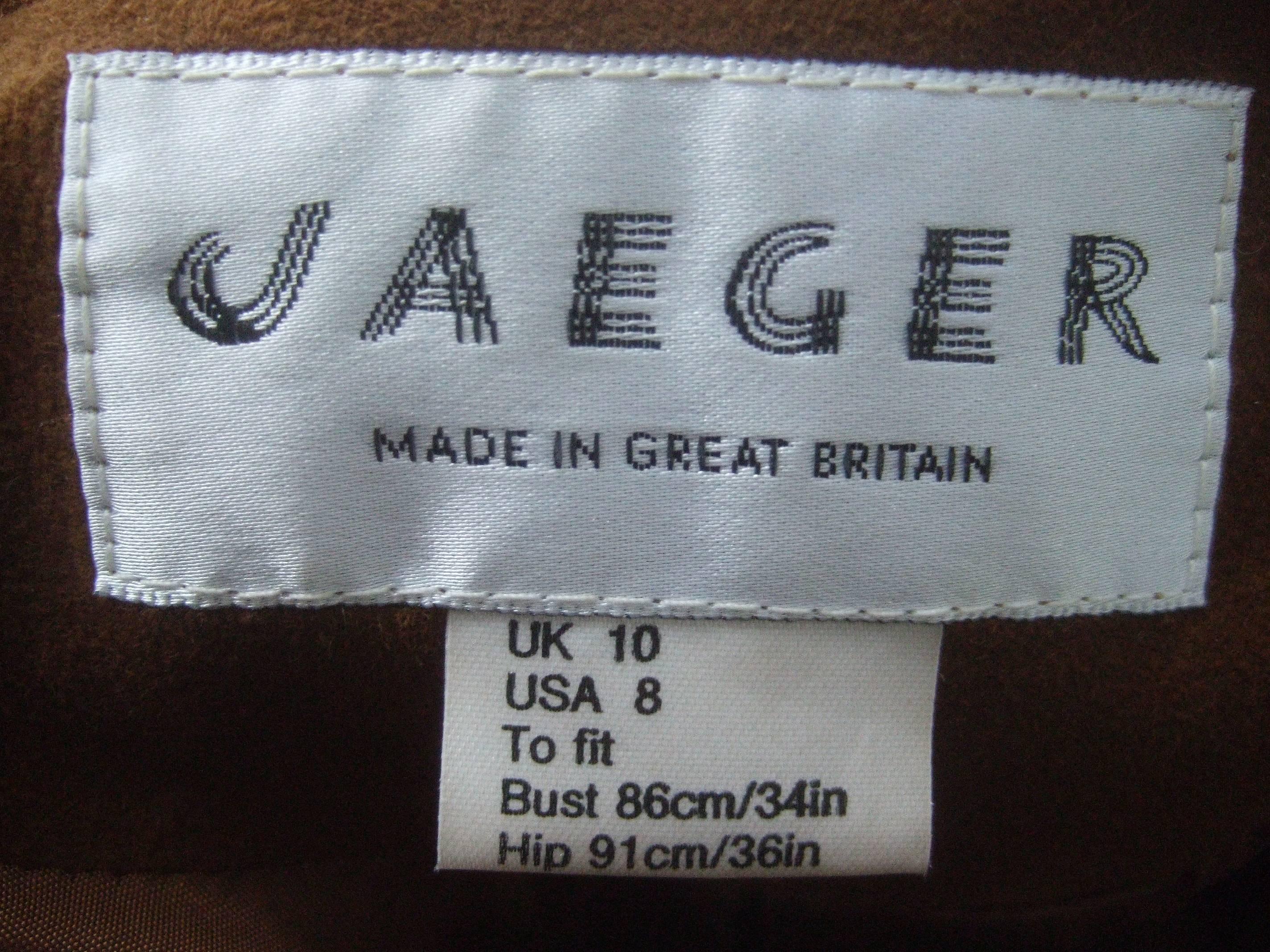 Jaeger Cappotto spolverino in pelle di daino marrone elegante anni '90 circa 2