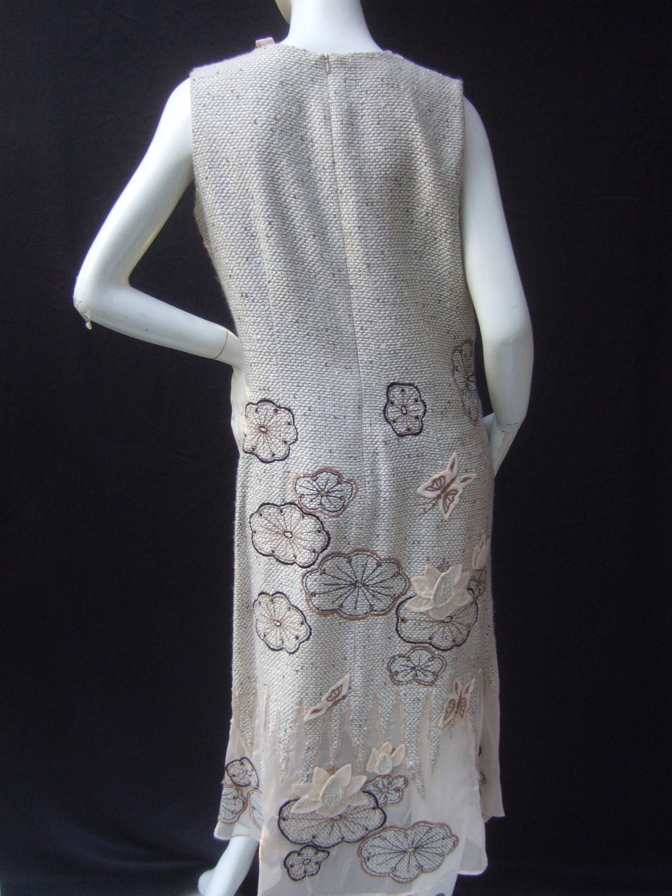 Stylish Woven Applique Illusion Design Sheath Dress US Size 12 For Sale 1