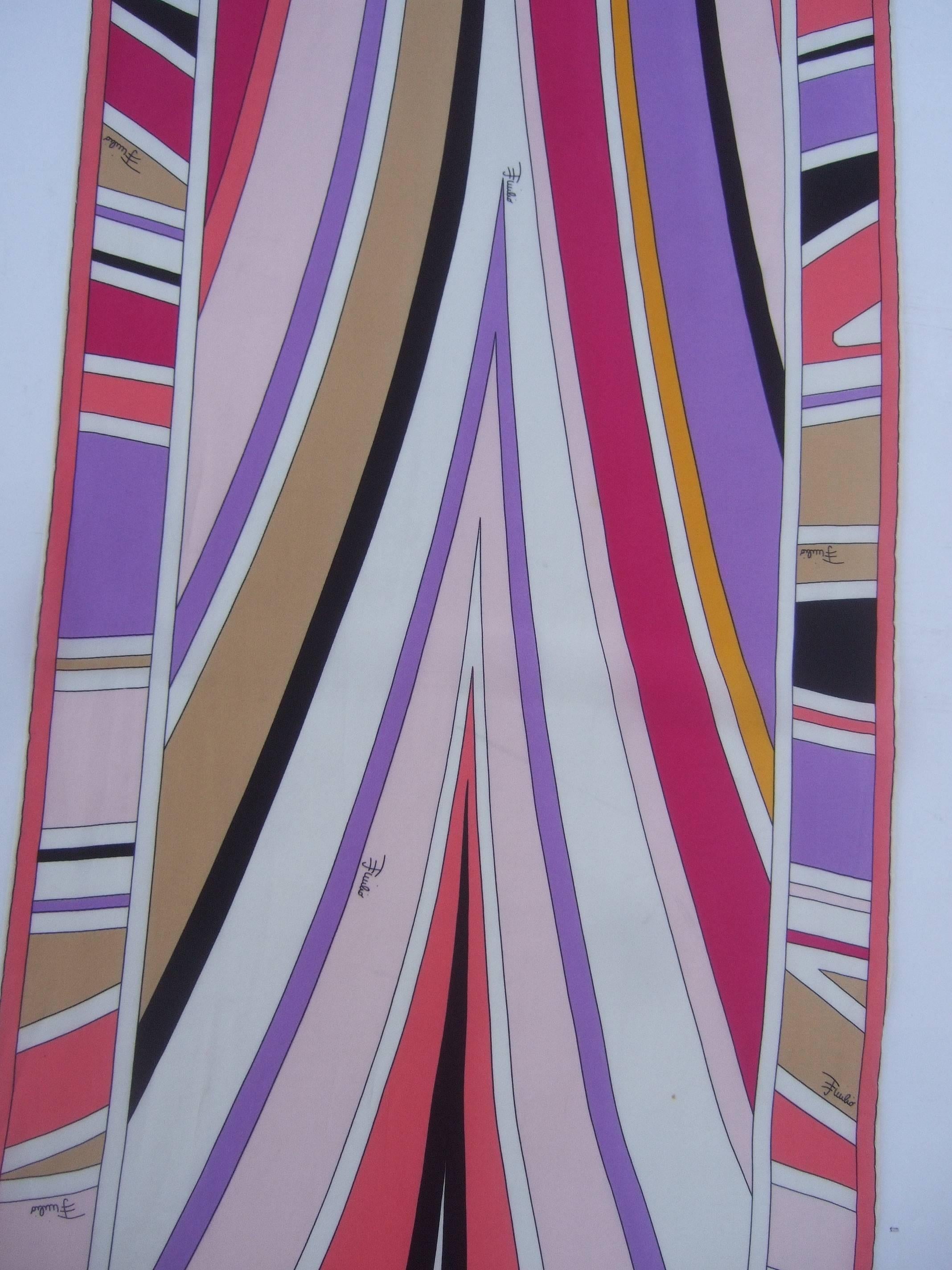 Purple Emilio Pucci Silk Oblong Graphic Print Scarf ca 1970s