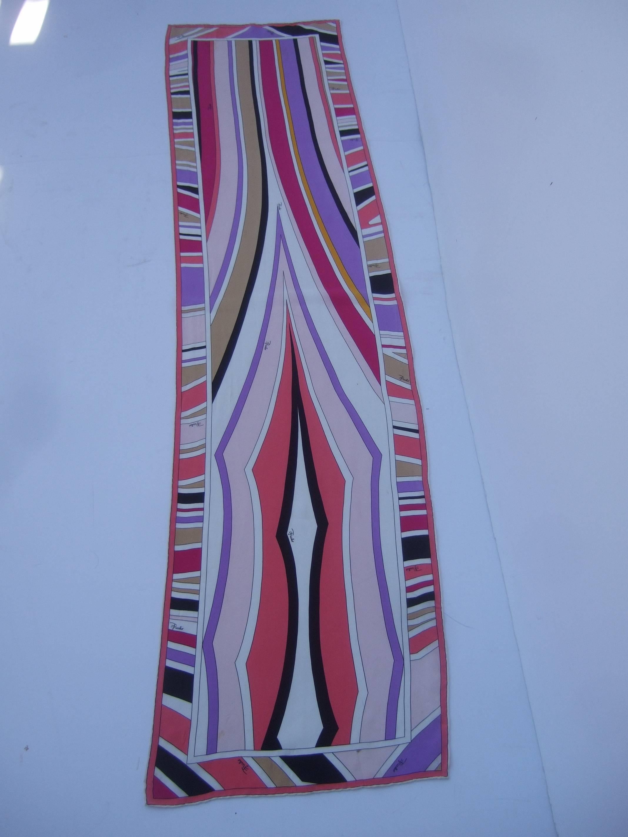 Emilio Pucci Silk Oblong Graphic Print Scarf ca 1970s 1