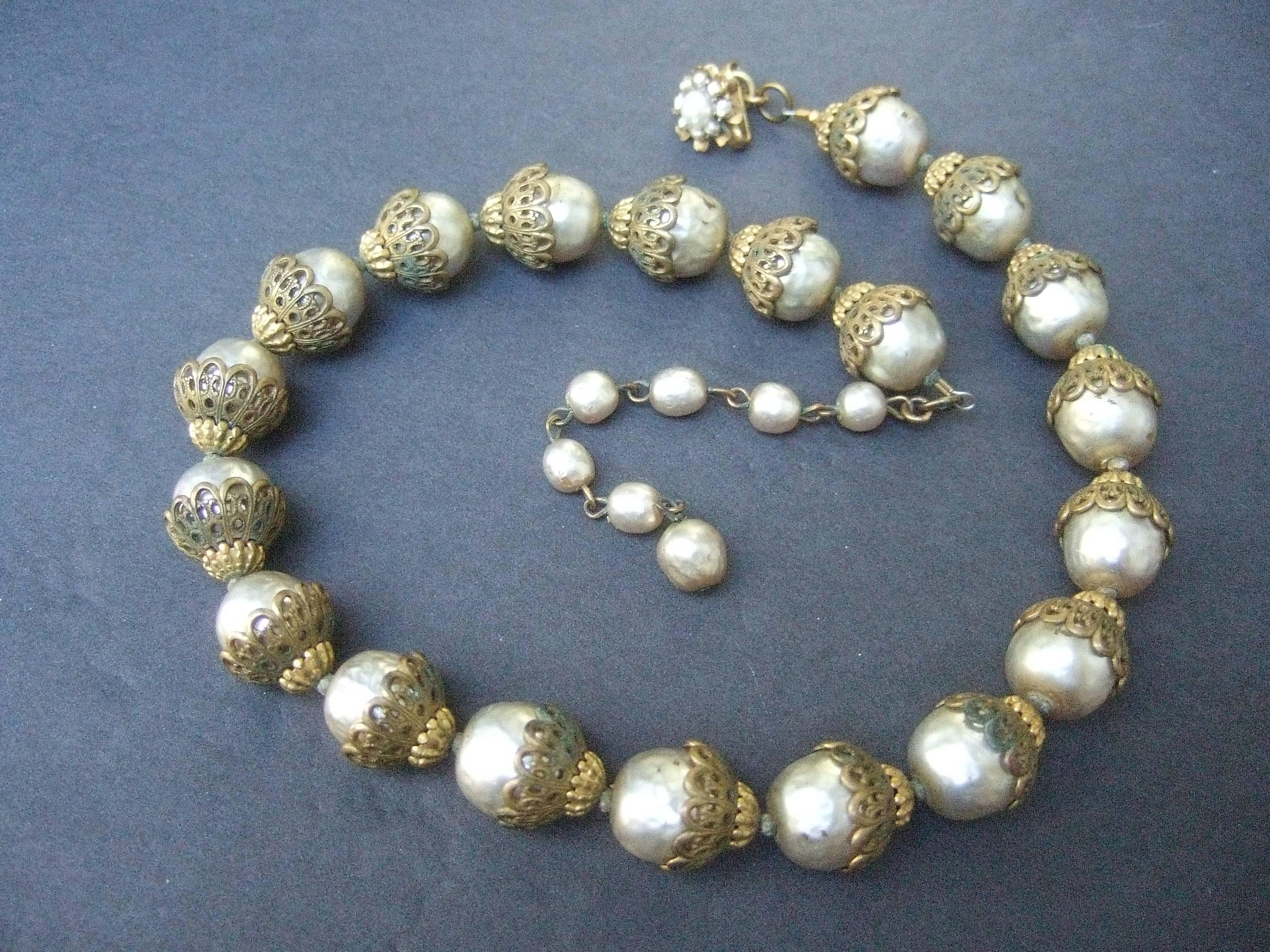 Miriam Haskell Baroque Pearl Necklace c 1950s In Good Condition In University City, MO