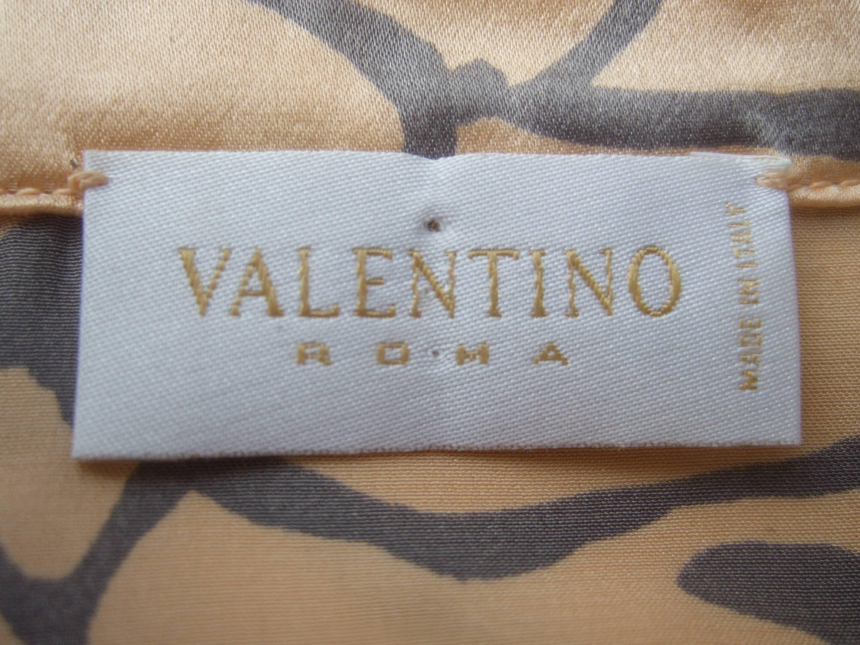 Valentino Italy Silk Charmeuse Peach and Gray Print Blouse US Size 12  For Sale 1
