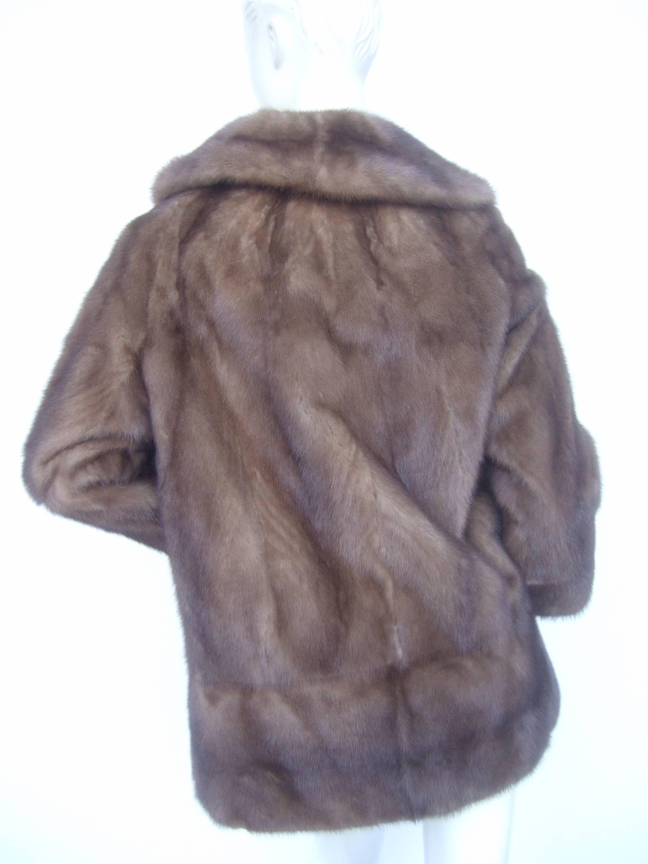 Luxurious Autumn Haze Mink Fur Jacket c 1970s 1