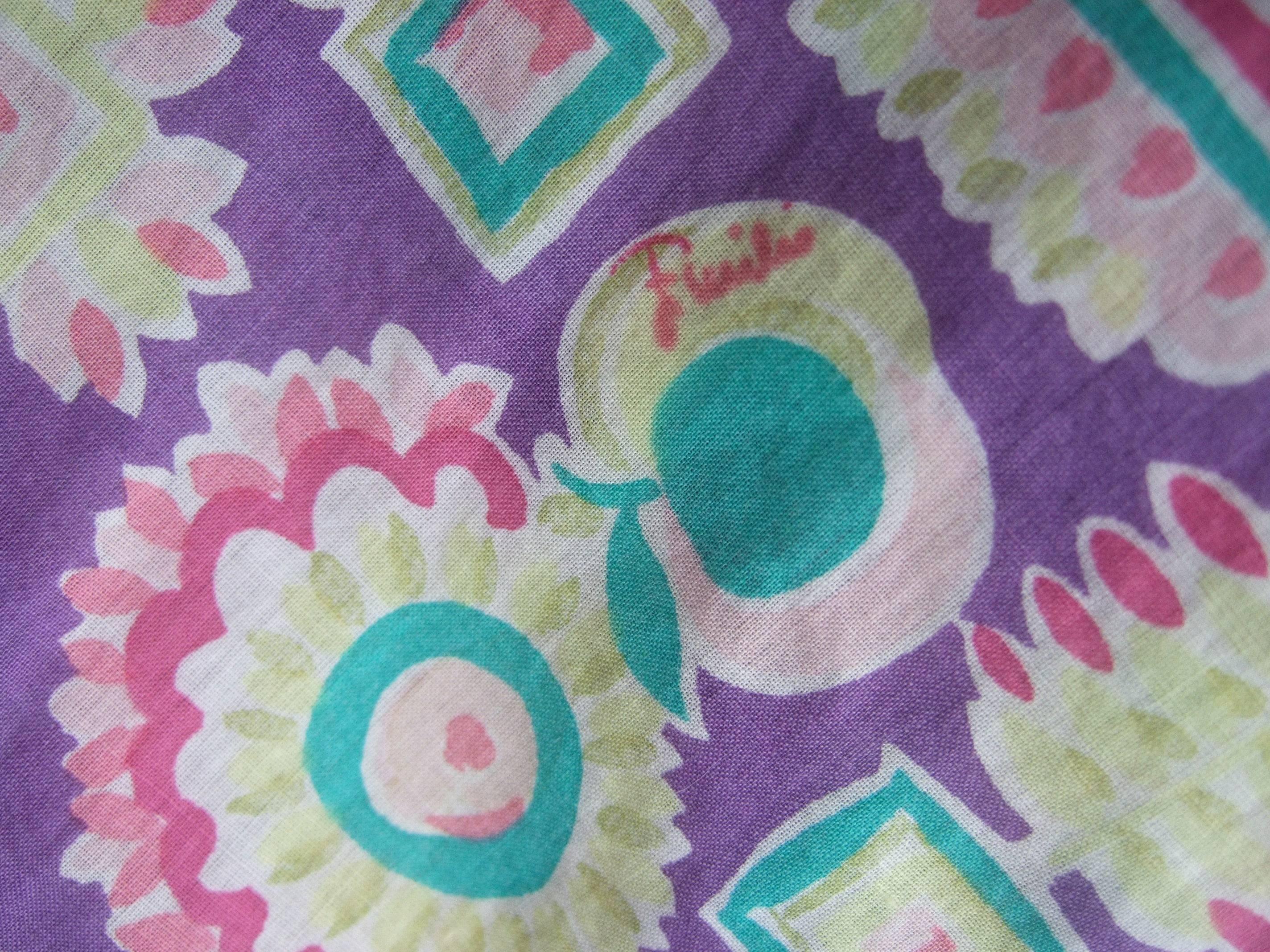 Emilio Pucci Cotton Pastel Print Blouse Made in Italy c 1970 In Good Condition For Sale In University City, MO