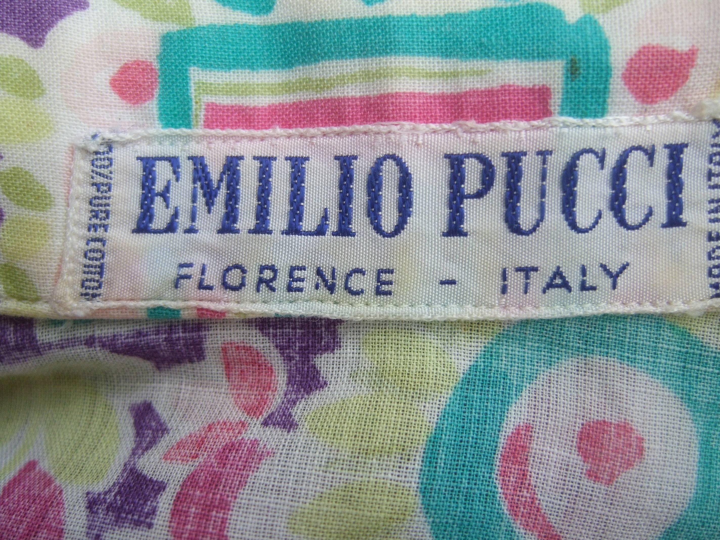 Emilio Pucci Cotton Pastel Print Blouse Made in Italy c 1970 For Sale 1