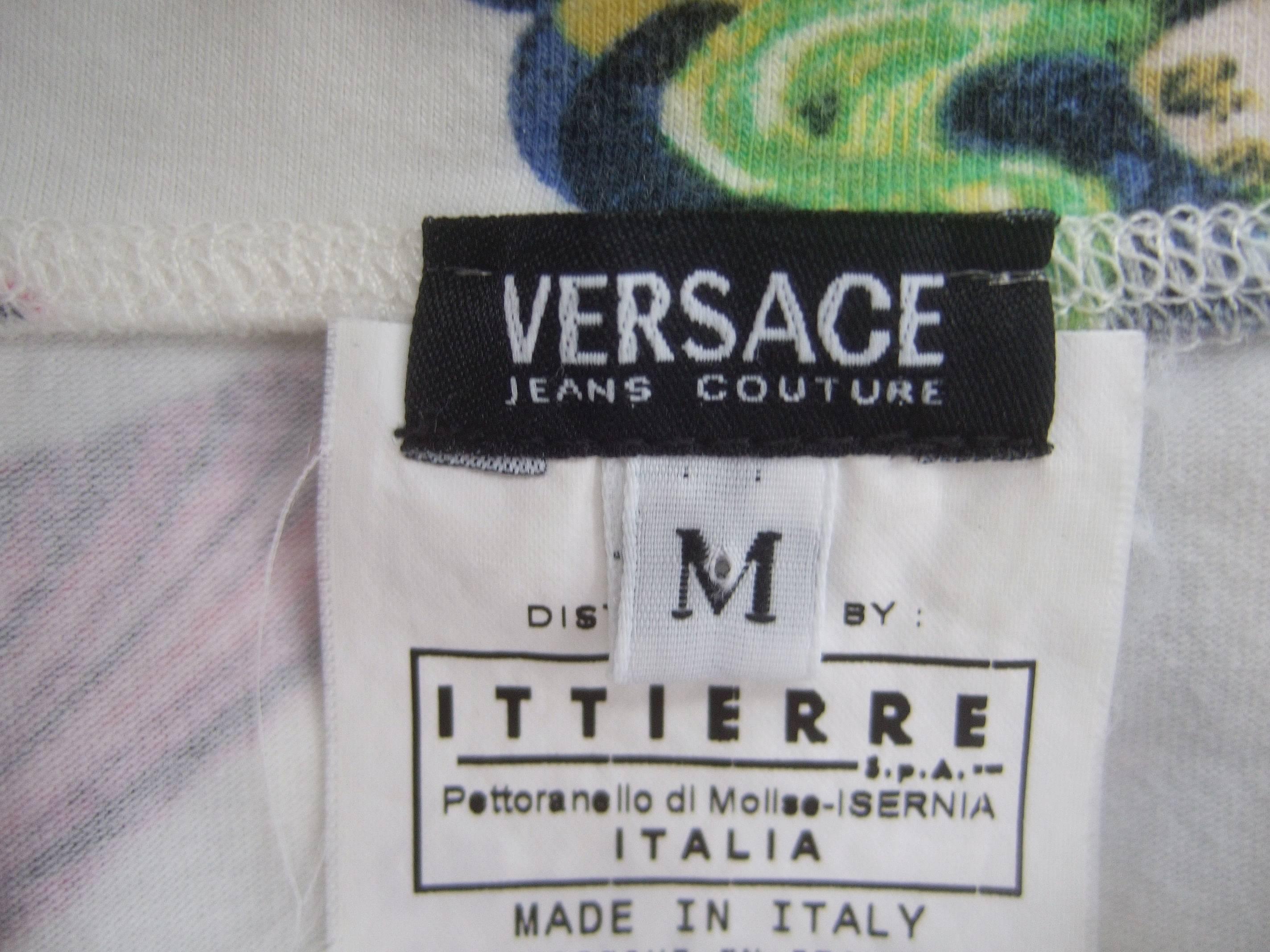 Versace Cotton Graphic Print T-Shirt Top Made in Italy  2