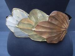 Massive Avant Garde Mixed Metal Leaf Belt c 1980s