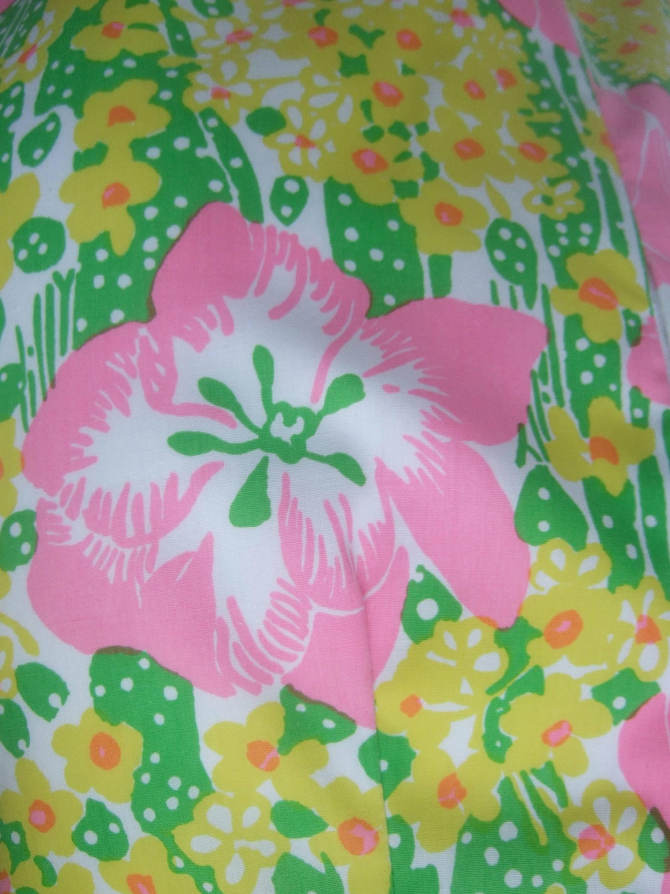 Lilly Pulitzer Vibrant Floral Print Halter Gown c 1970s 3