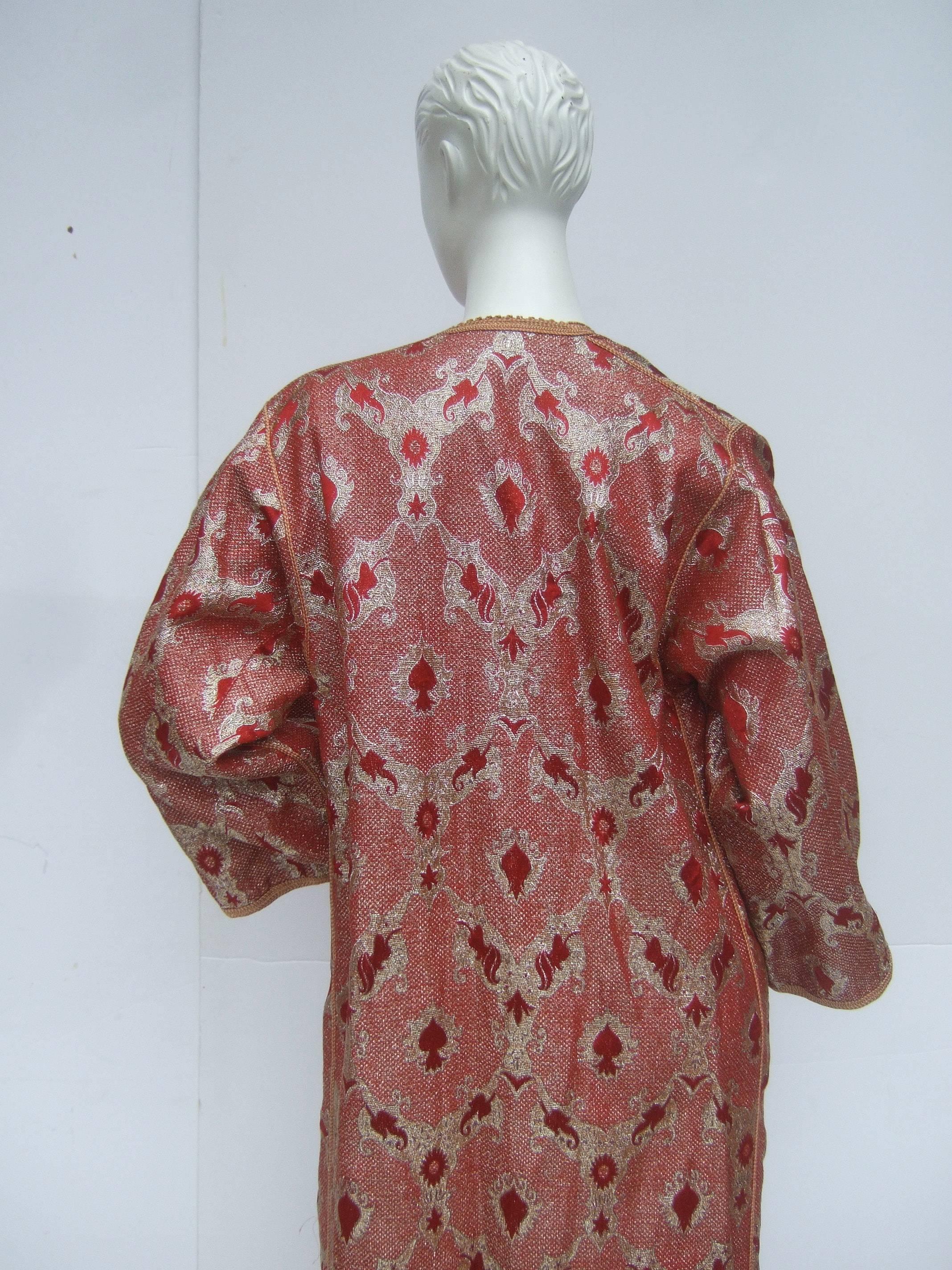 Exotic Metalllic Brocade Caftan Gown c 1970s 2