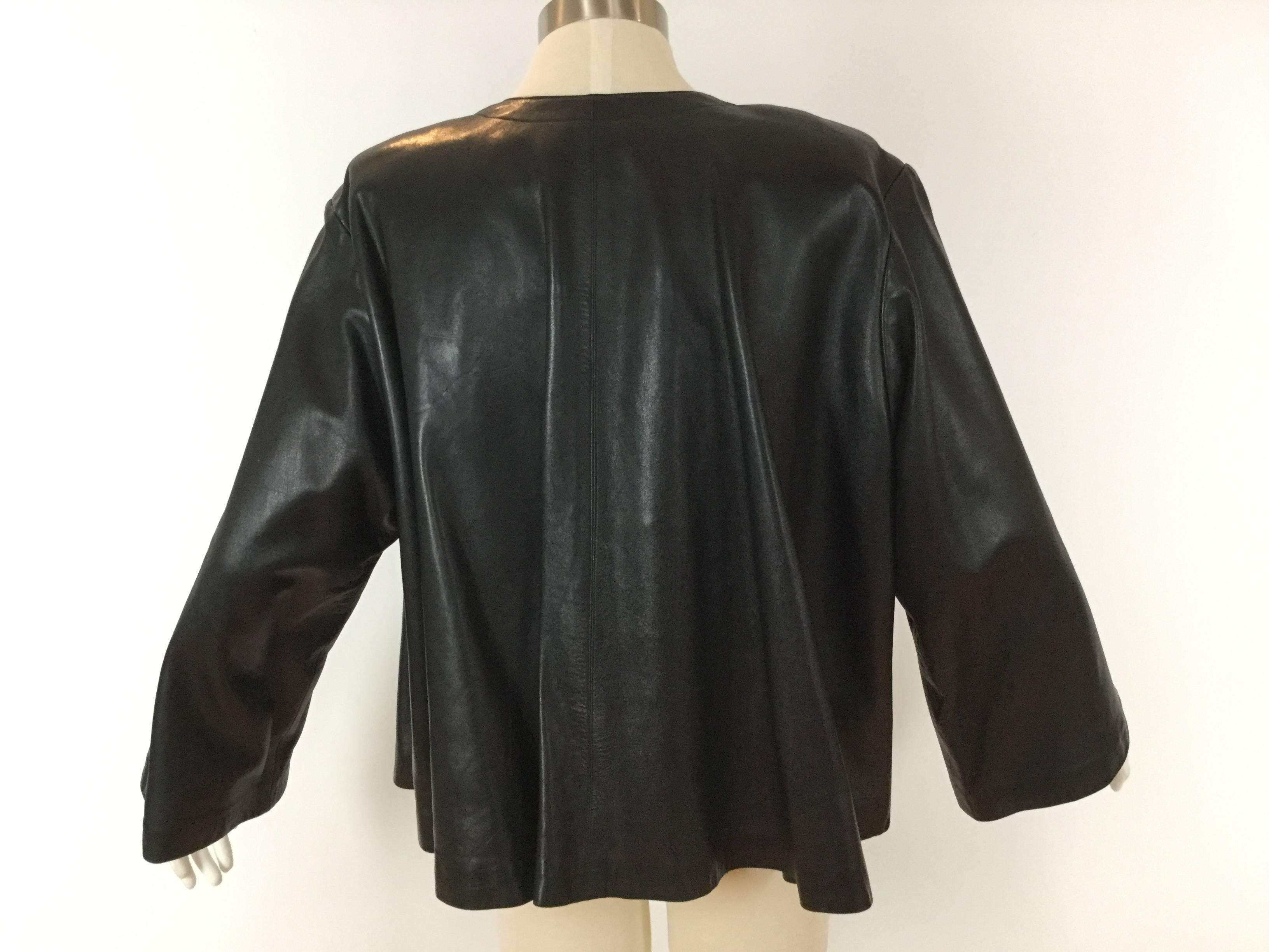 Yves Saint Laurent Black Leather Swing Jacket. 1980's. In Excellent Condition In University City, MO