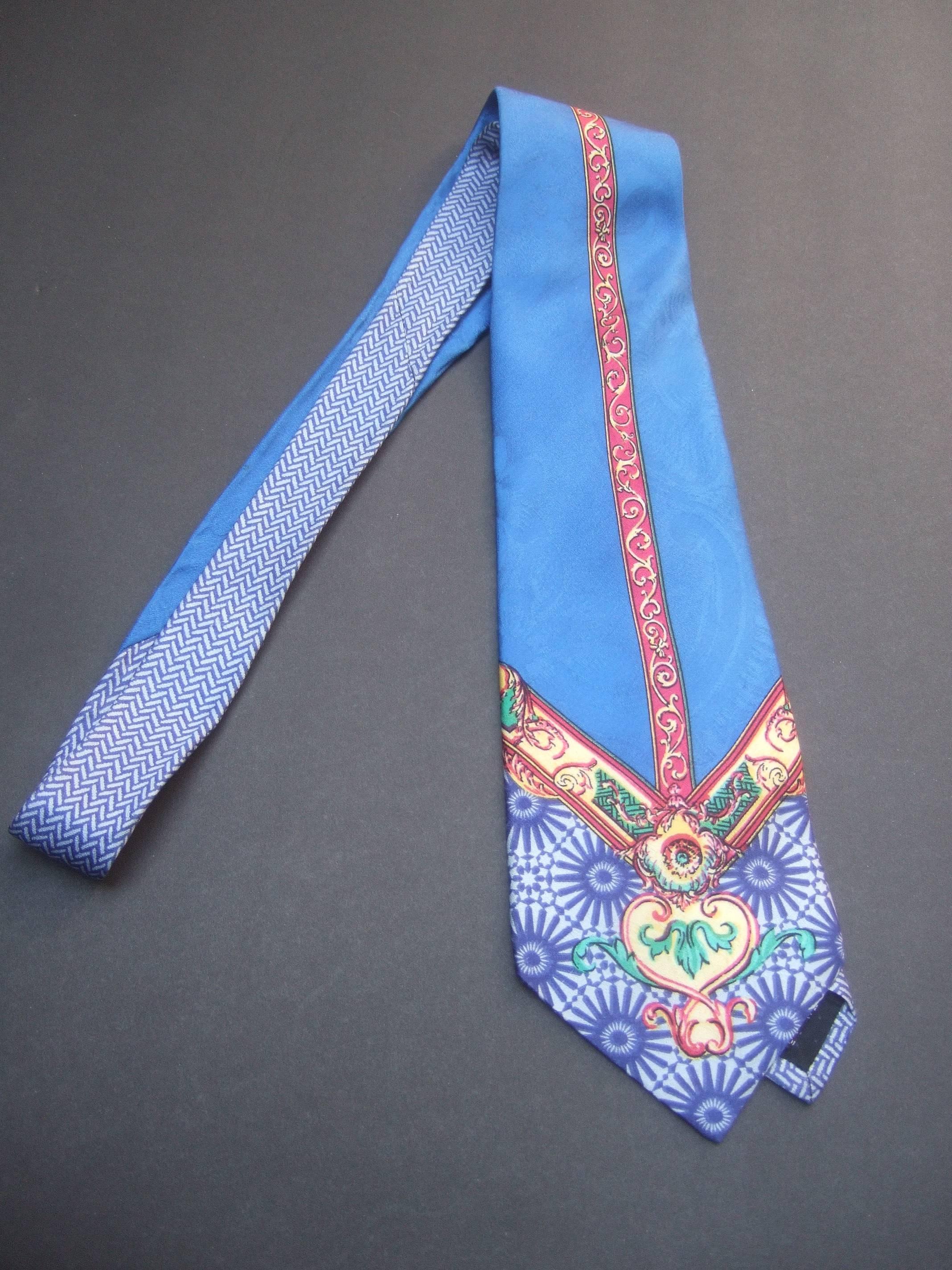 Versace Vibrant Silk Print Necktie Made in Italy In Excellent Condition In University City, MO