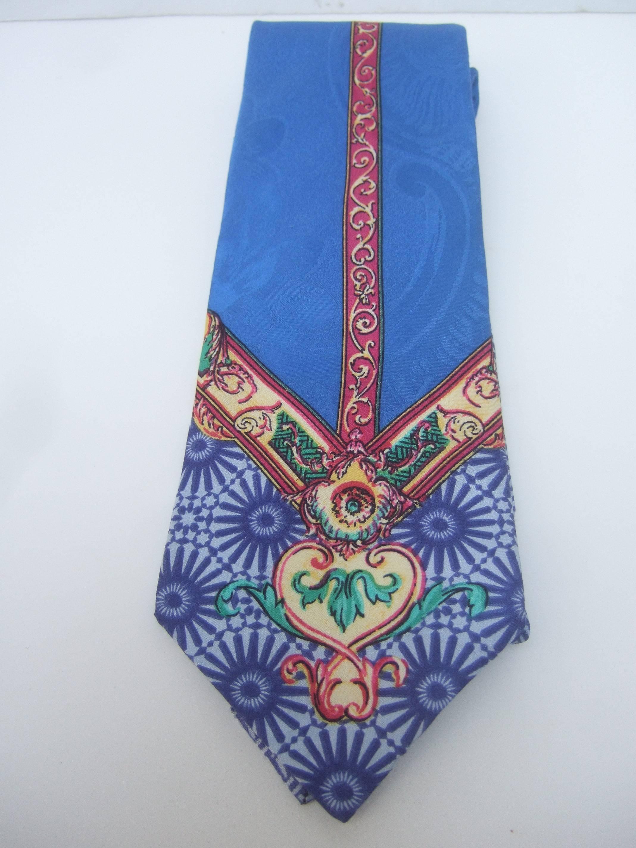 Men's Versace Vibrant Silk Print Necktie Made in Italy
