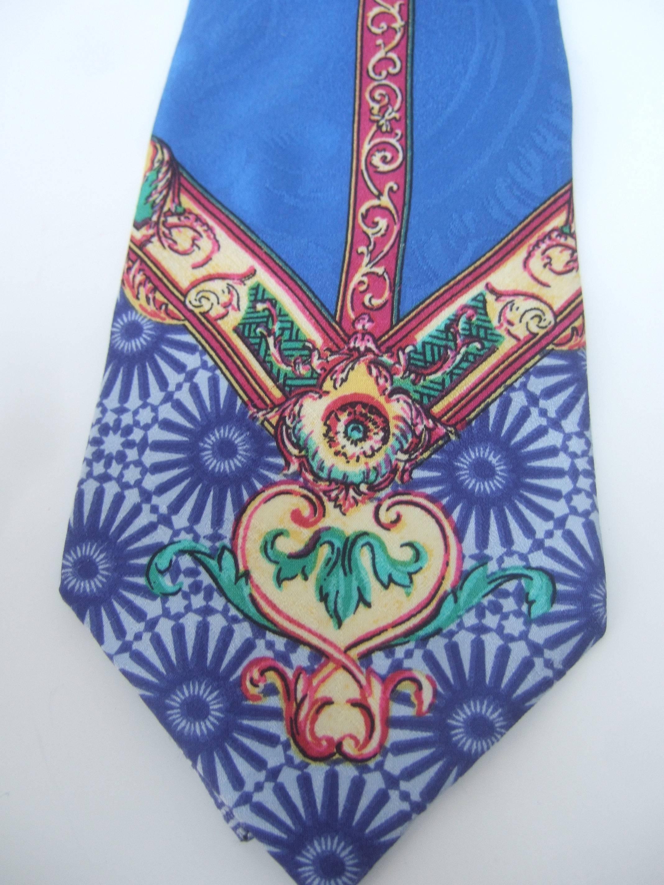 Versace Vibrant Silk Print Necktie Made in Italy 2