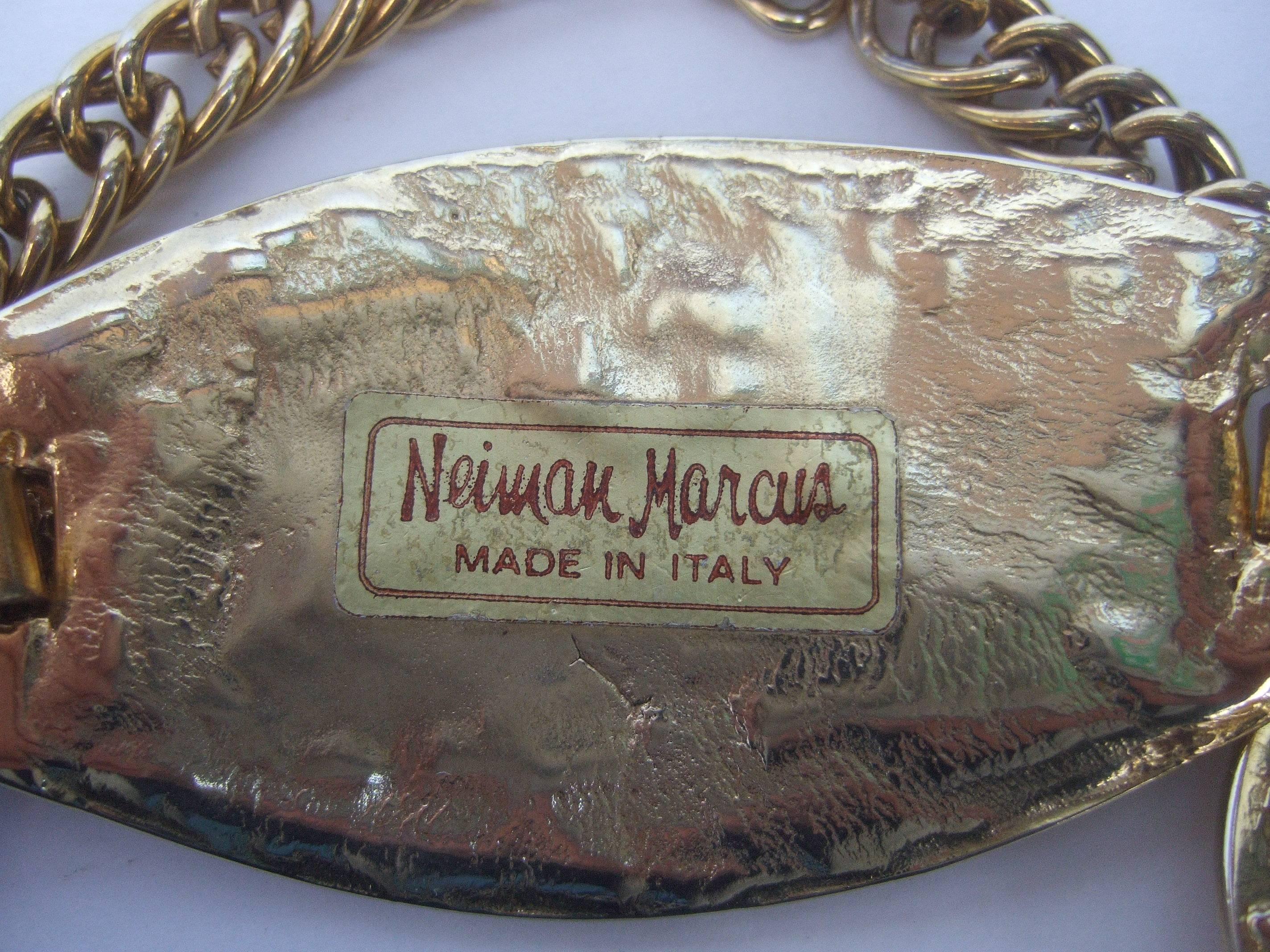 Neiman Marcus Italian Gilt Metal Medallion Belt c 1980s 3