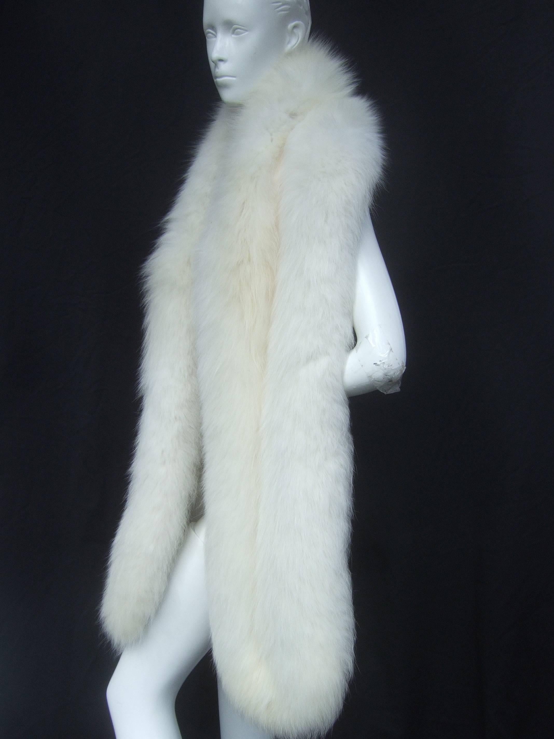 Gray Opulent Long Plush Fox Fur Wrap c 1970 