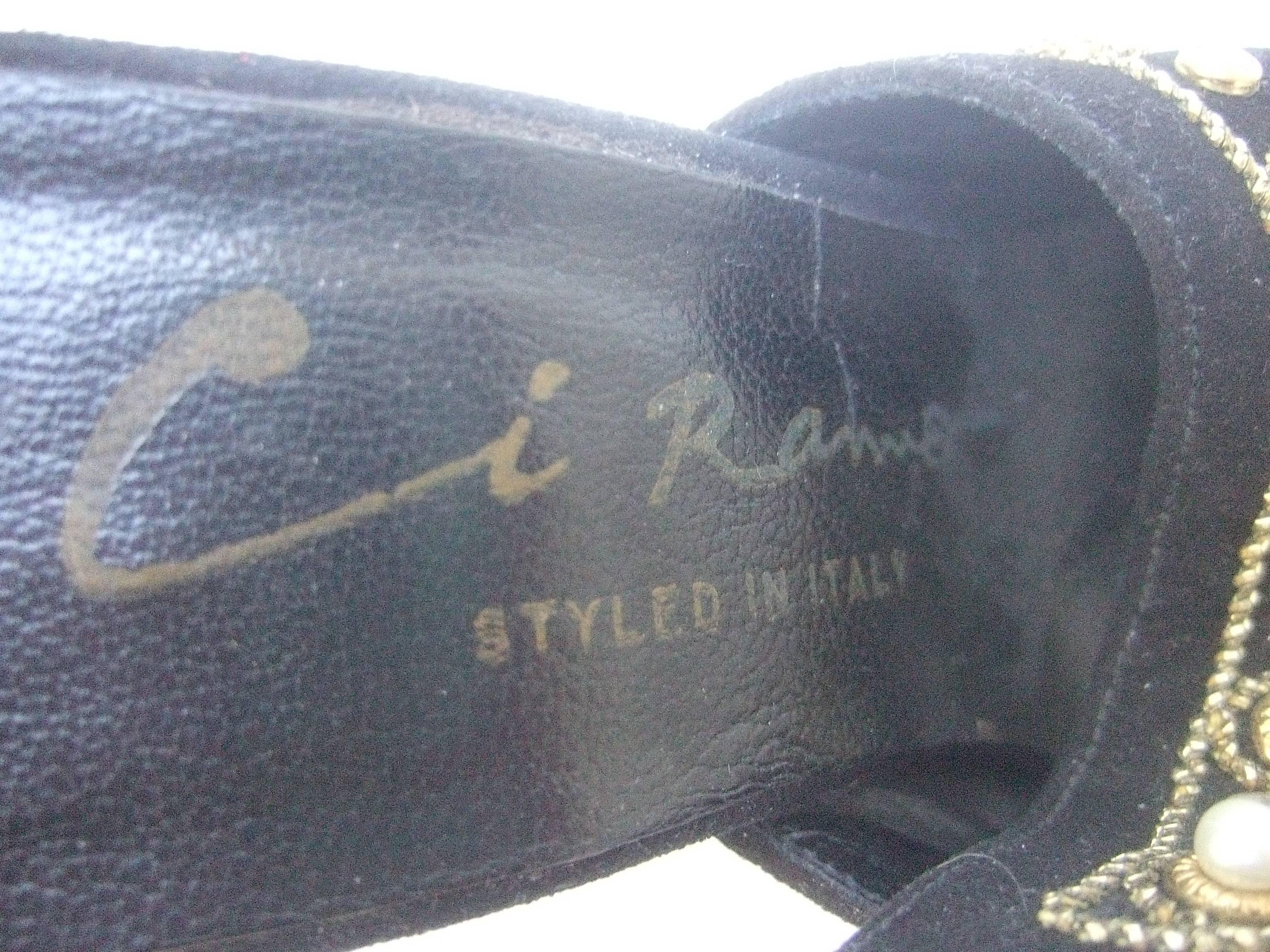 Jeweled Vintage Black Suede Mules Made in Italy ca 1960 For Sale 5