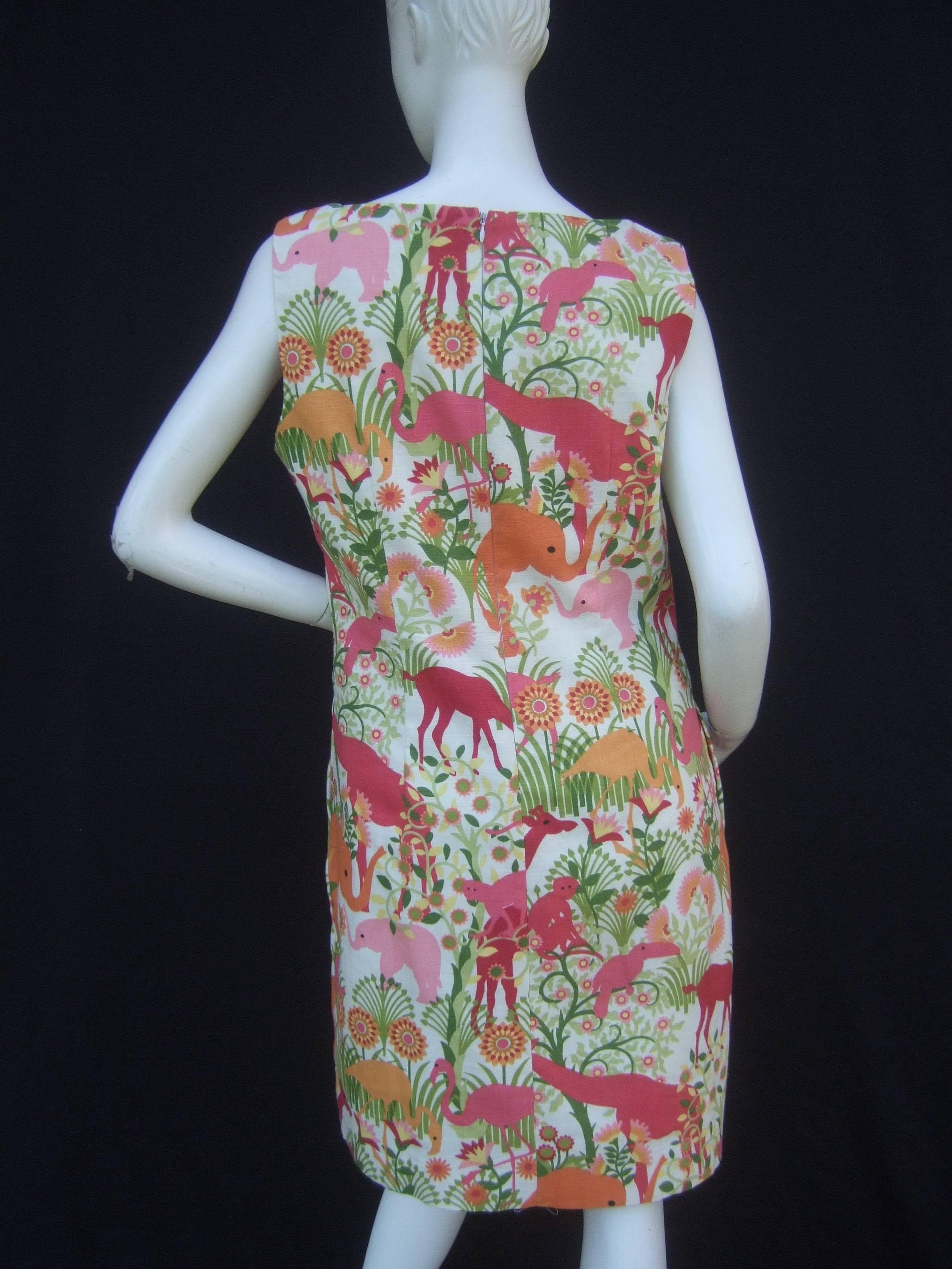 Charming Jungle Print Cotton Sheath Dress US Size 10  5