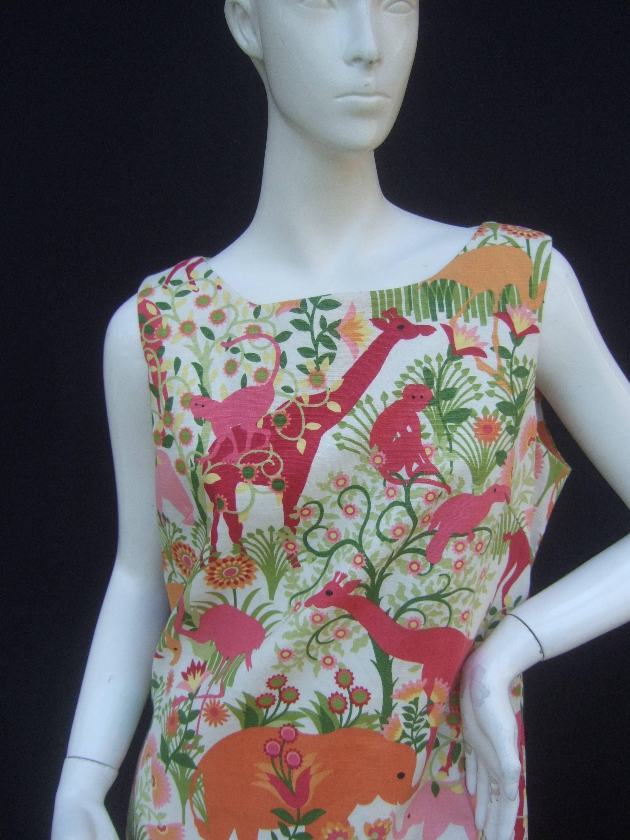 Charming Jungle Print Cotton Sheath Dress US Size 10  1