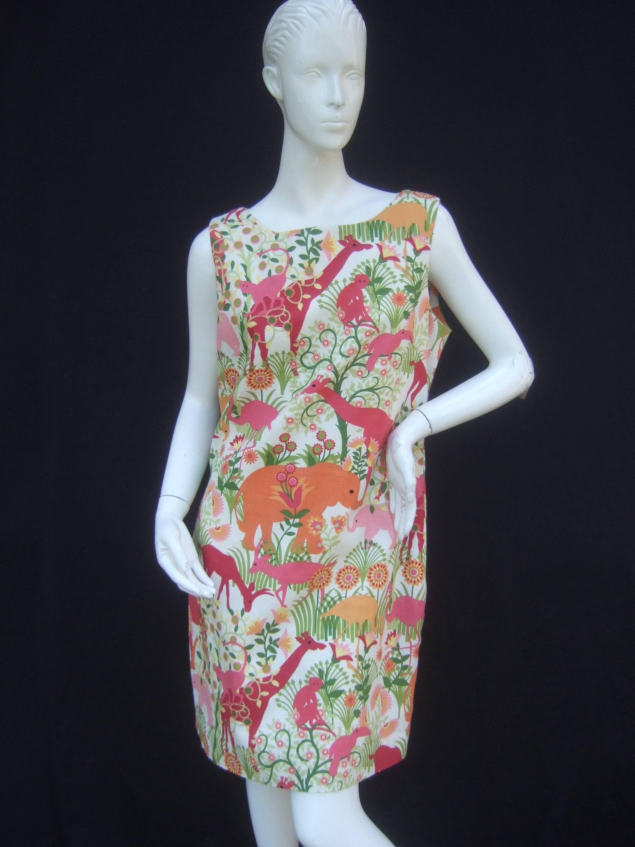 Charming Jungle Print Cotton Sheath Dress US Size 10  3