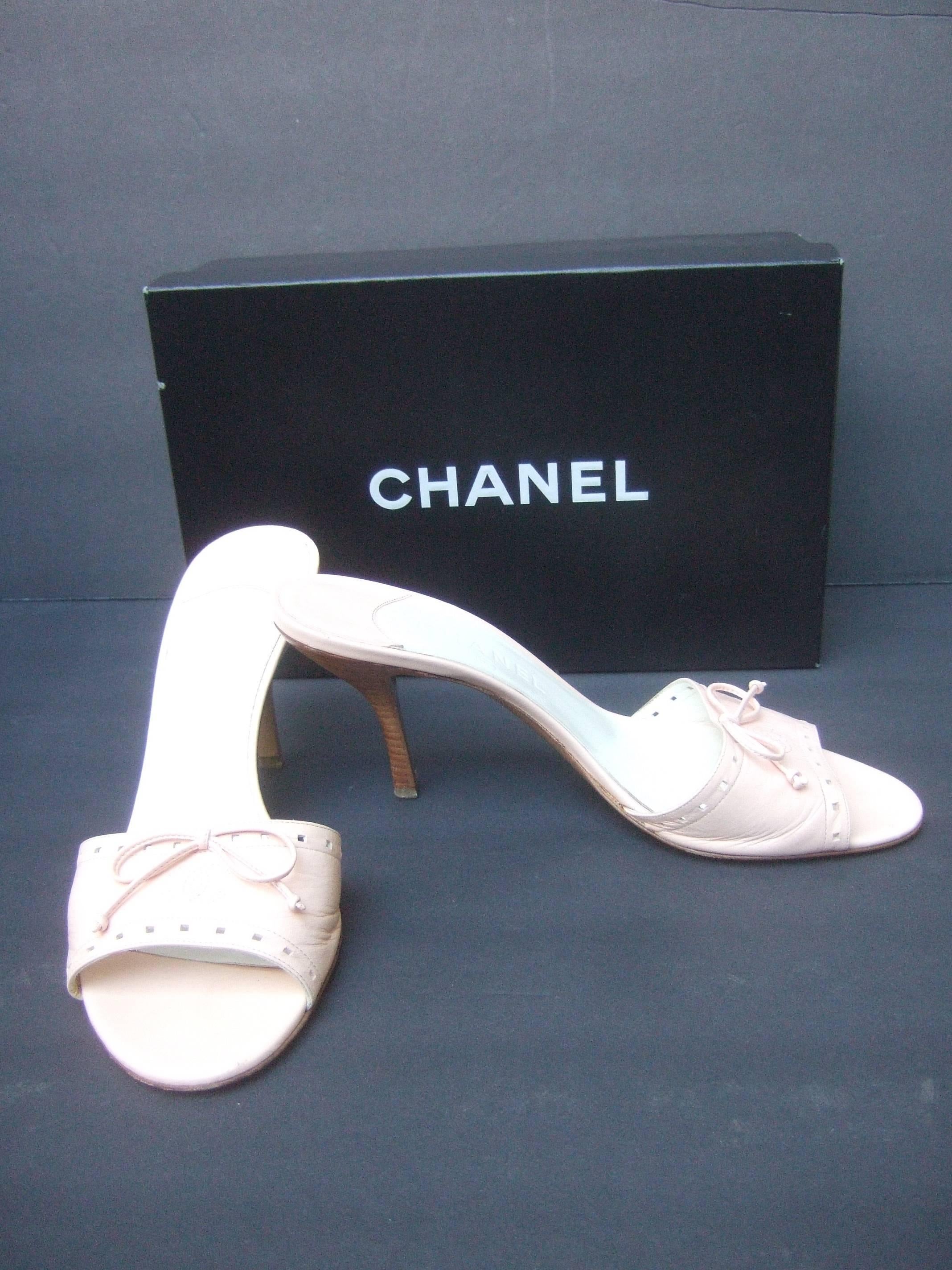 Chanel Classic Pale Pink Leather Mules in Box Size 40 2