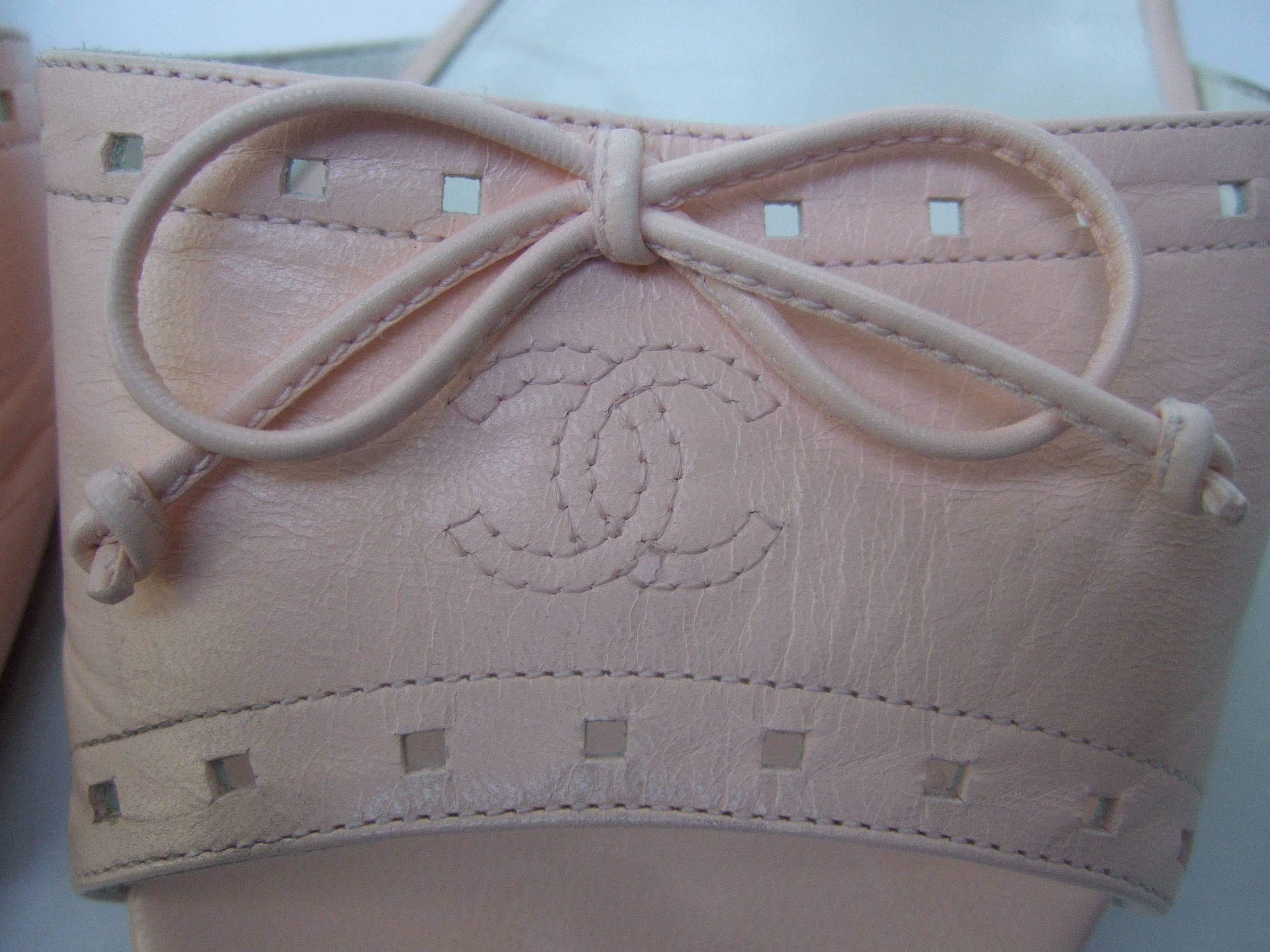 Women's Chanel Classic Pale Pink Leather Mules in Box Size 40