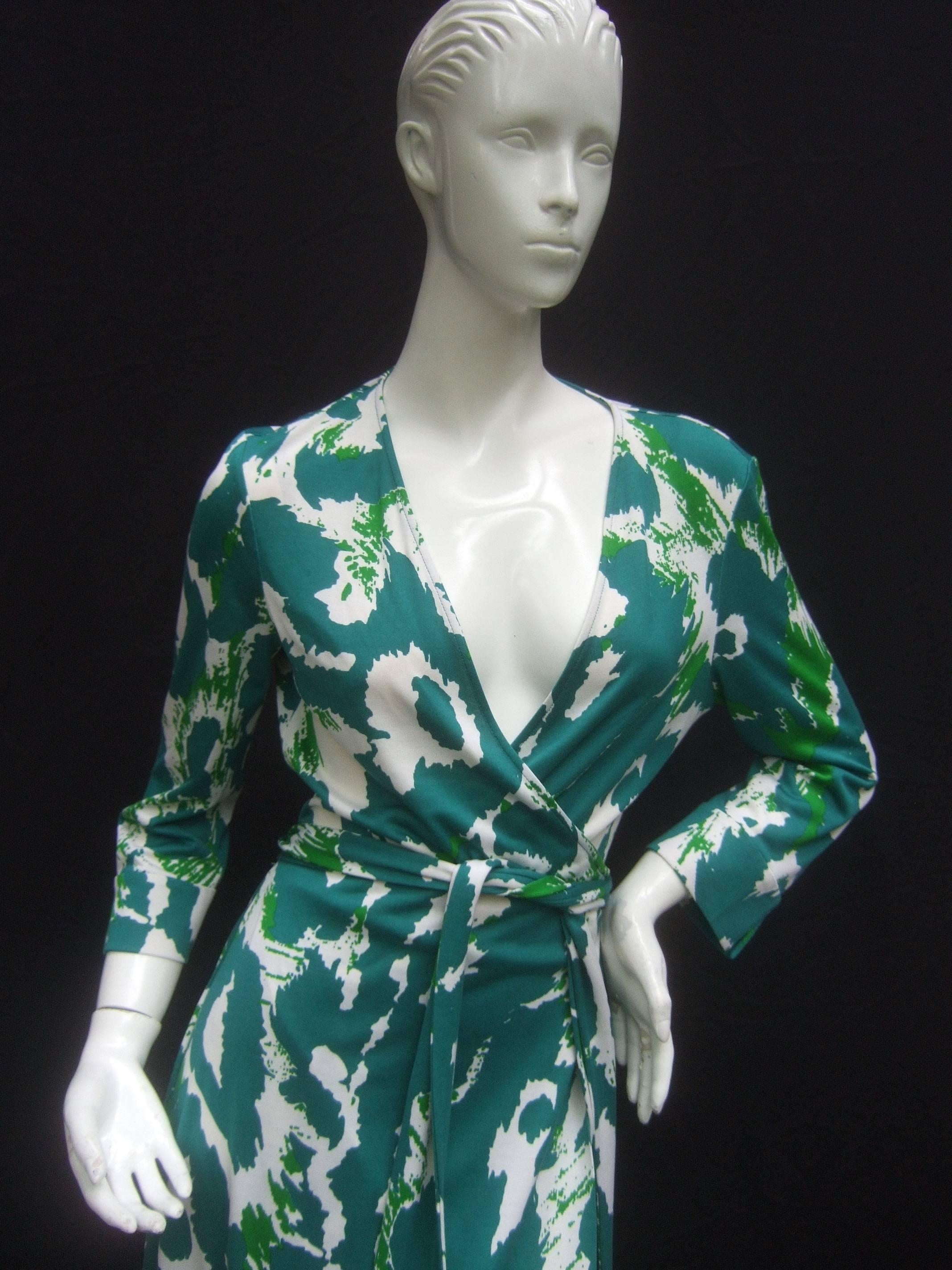 Blue Diane von Furstenberg Silk Print Wrap Dress 