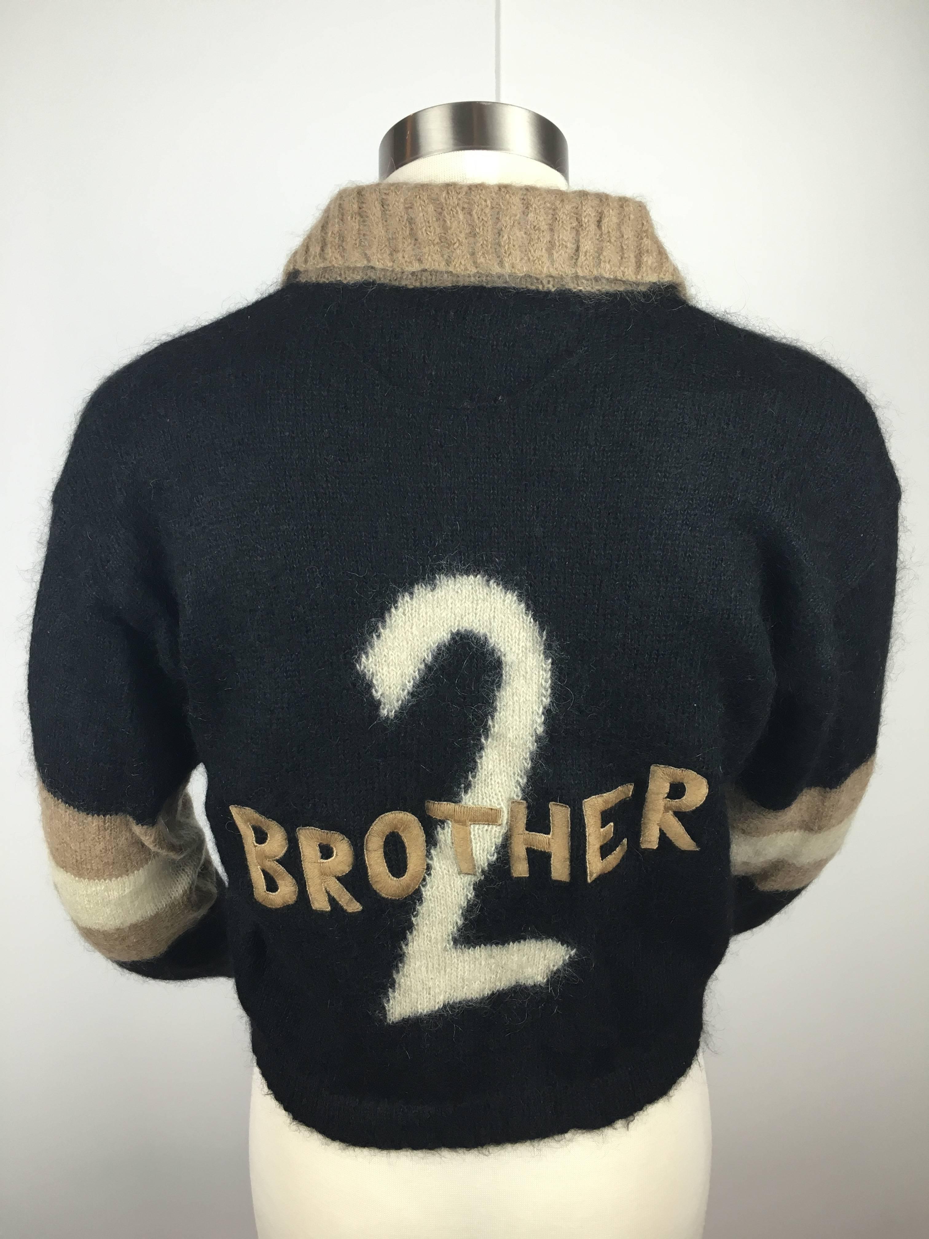 Black Pop Art Cropped Vintage Mohair Sweater by J. C. Castelbajac.