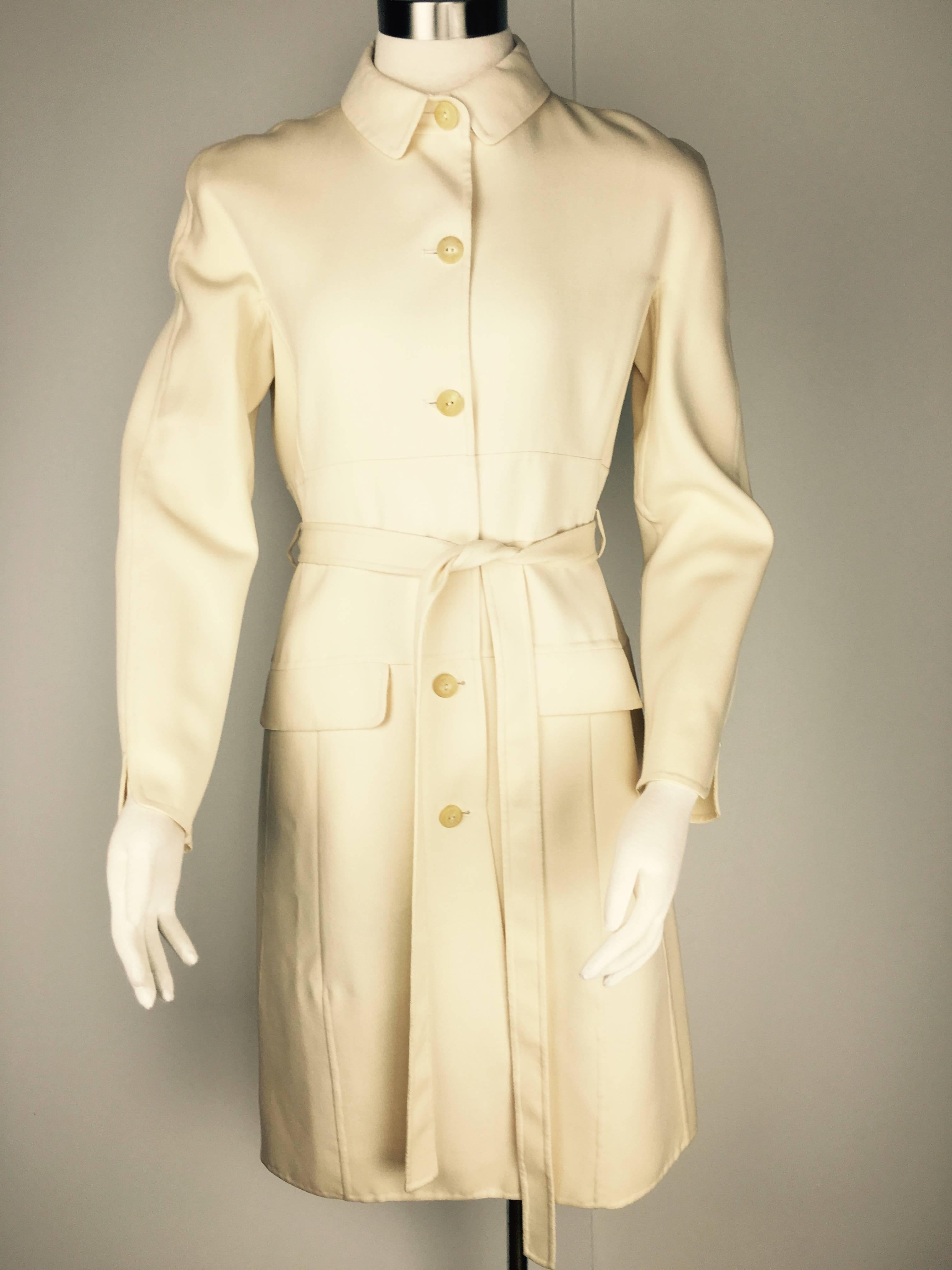Chado Ralph Rucci Belted Wool Vintage Coat.  For Sale 4