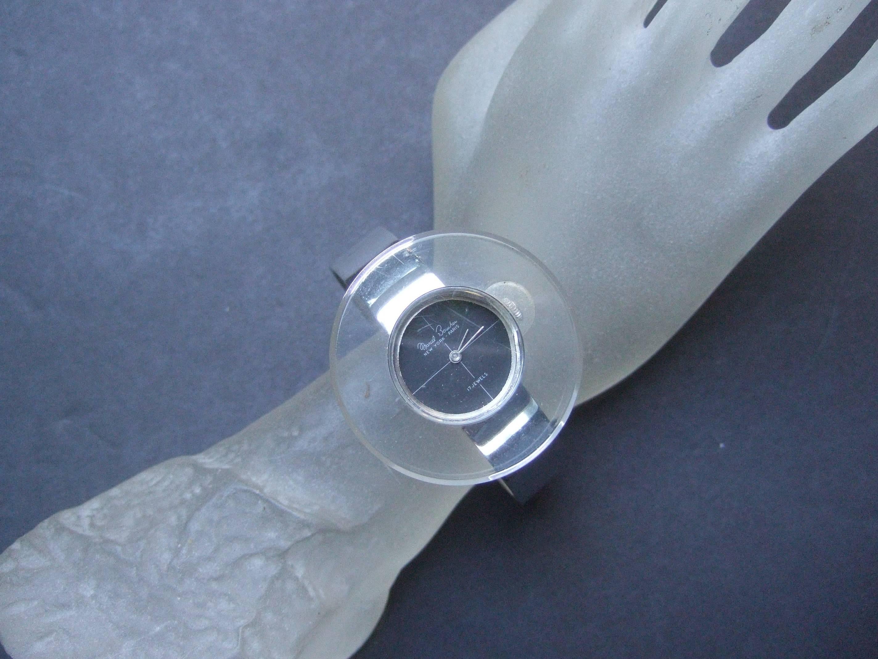 Moderne Marcel Boucher Montre-bracelet Mod Lucite chromée en chrome, ca 1970  en vente