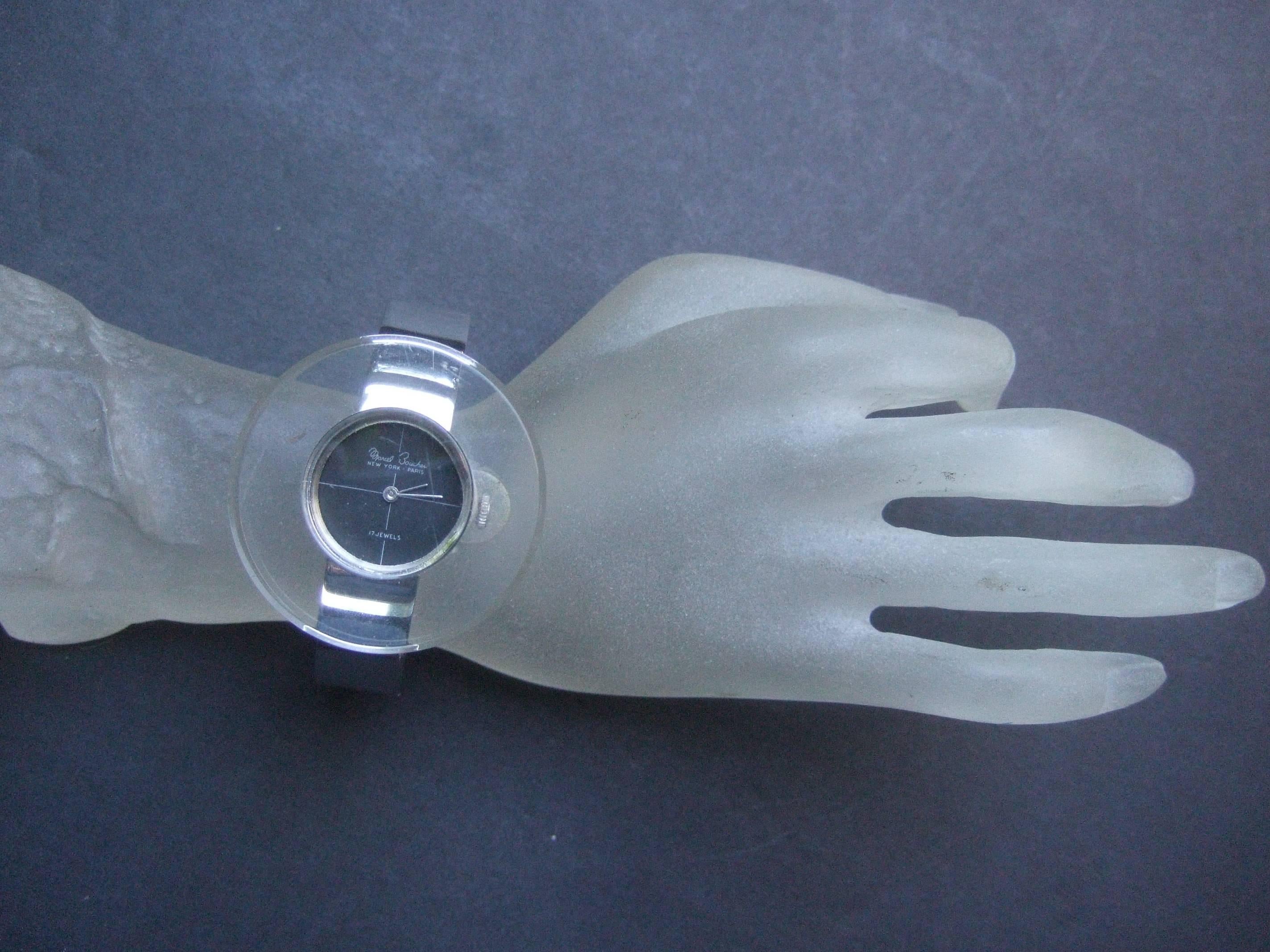 Modern Marcel Boucher Mod Lucite Chrome Wrist Watch ca 1970  For Sale