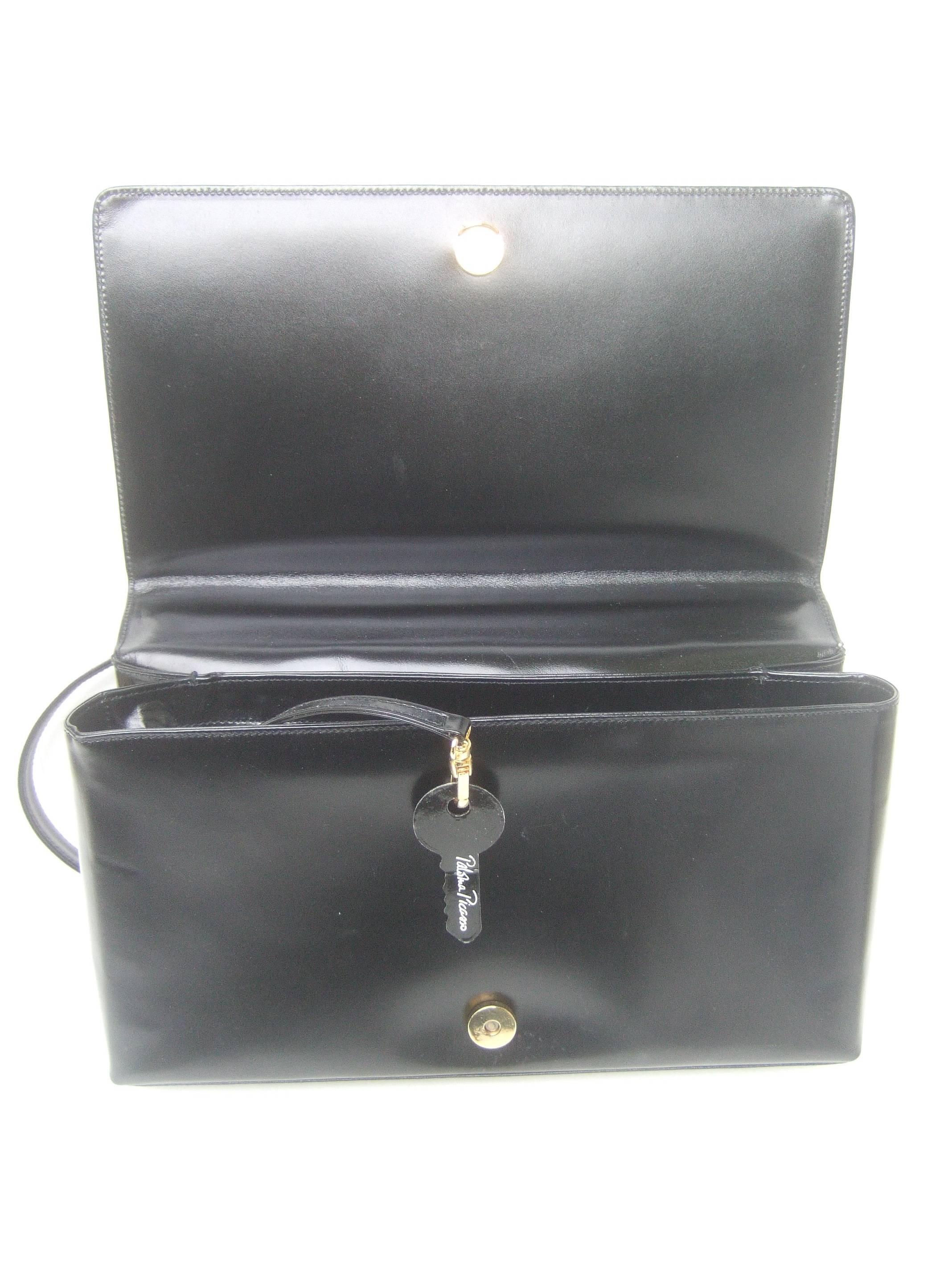 Paloma Picasso Italian Black Leather Versatile Shoulder Bag  3