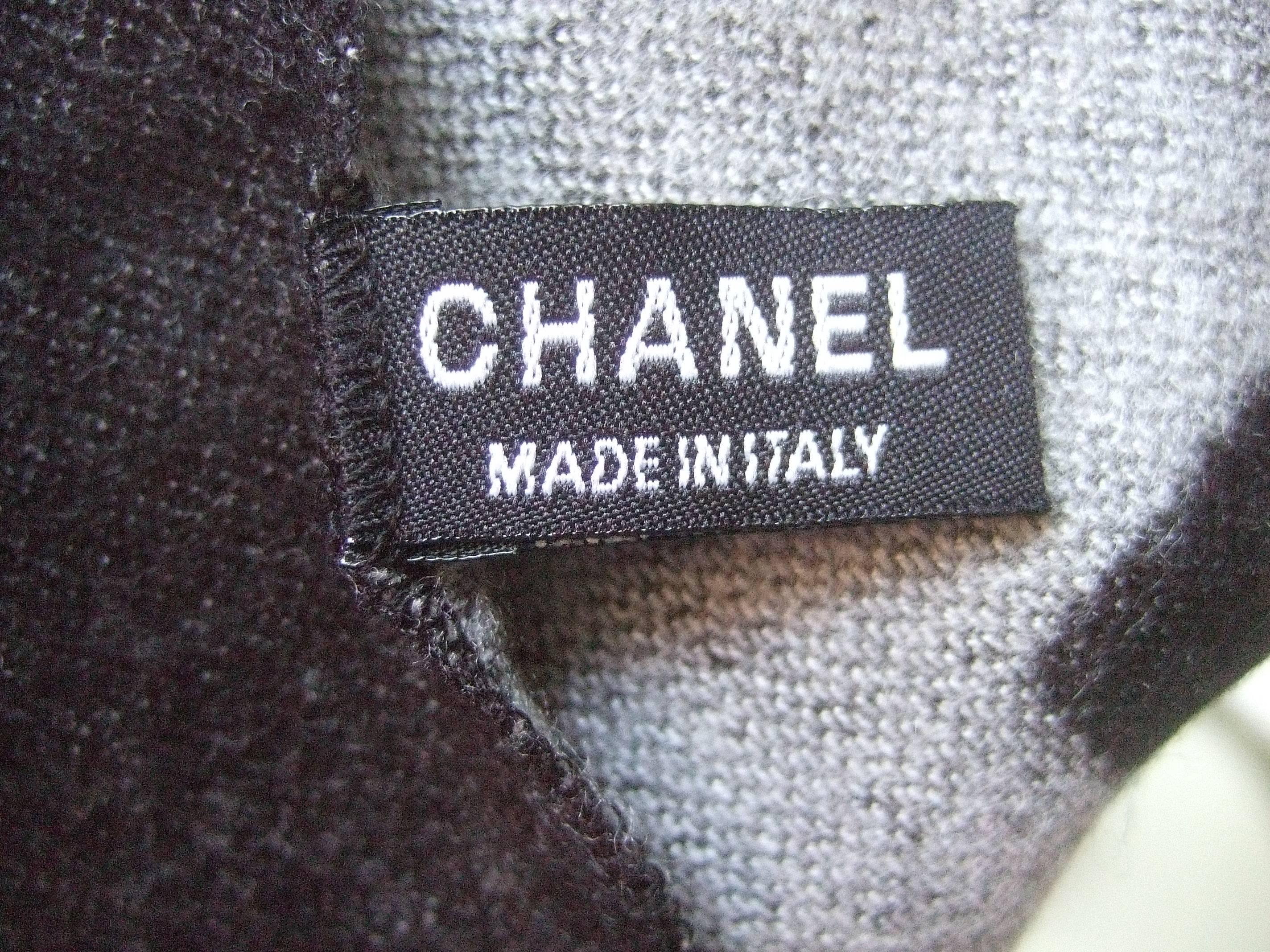 Women's Chanel Charcoal Gray Silk Wool Blend Shawl Made in Italy 