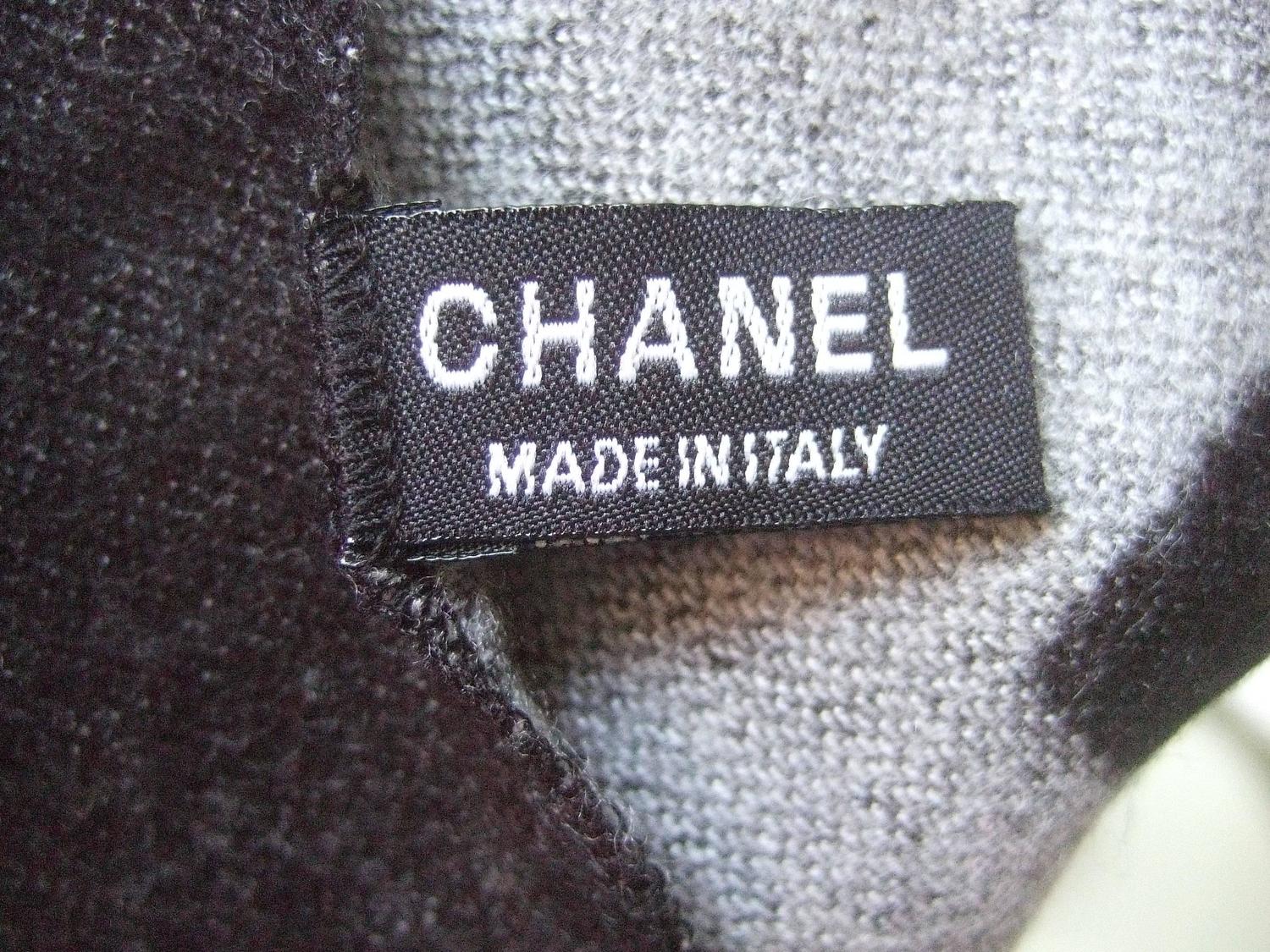 Chanel Charcoal Gray Silk Wool Blend Shawl Made in Italy at 1stdibs