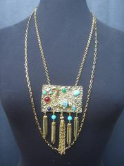 Exotic Jeweled Serpent Pendant Necklace ca 1970