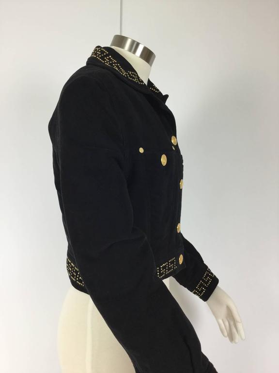 Versace Jeans Couture Black Velveteen Cropped Jacket. at 1stDibs