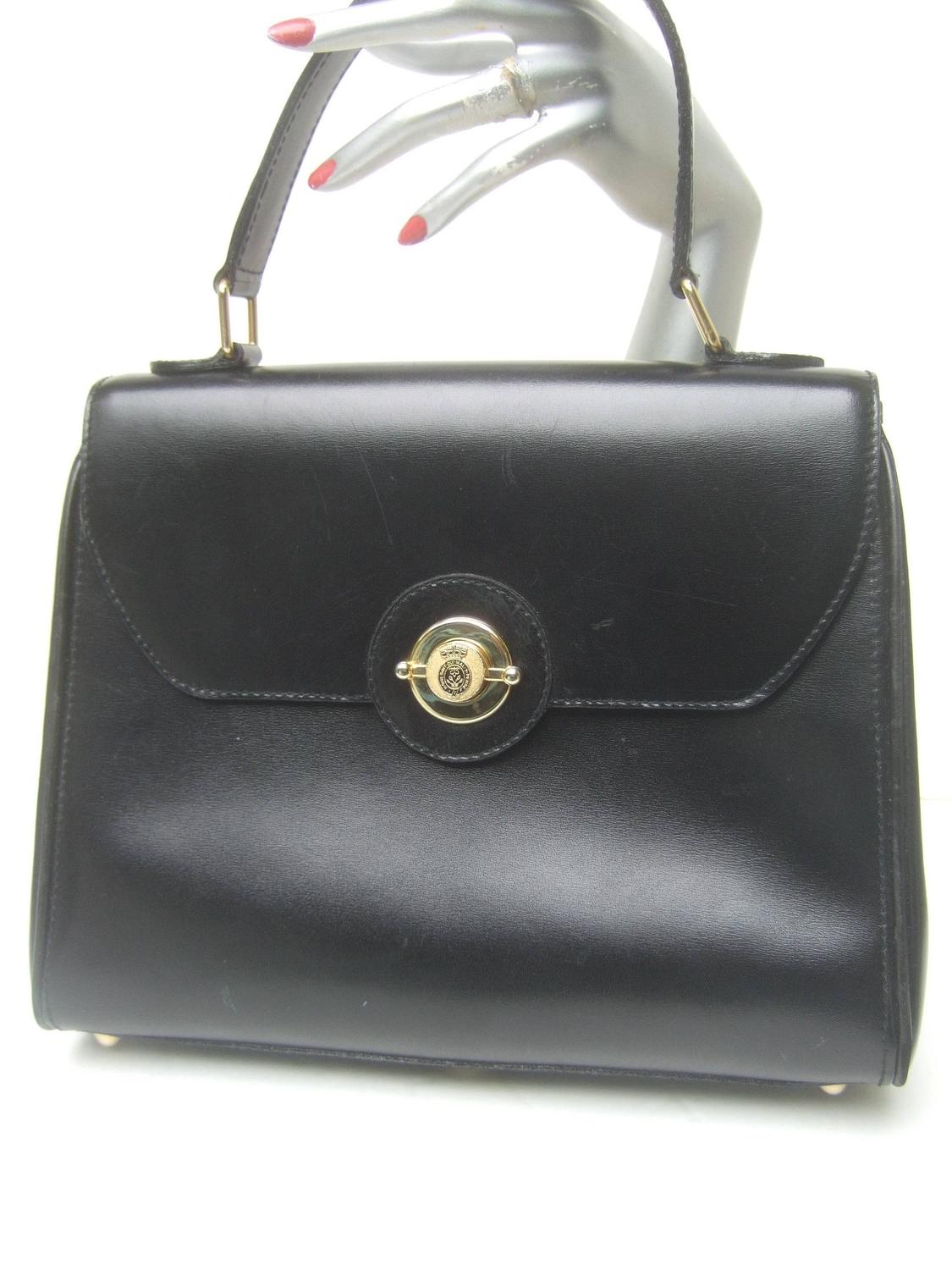 Saks Fifth Avenue Ebony Leather Handbag Made in Italy For Sale at 1stdibs