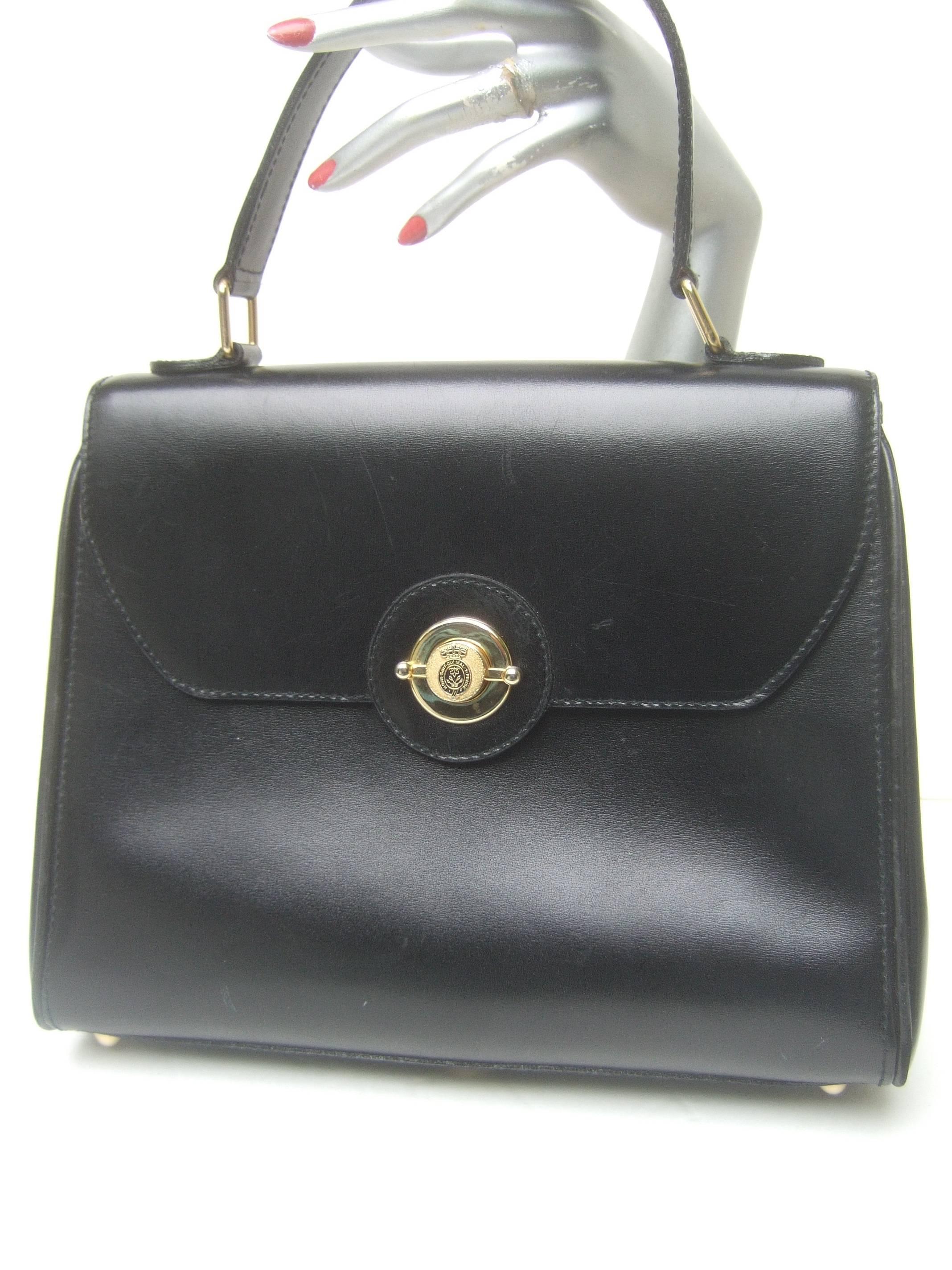 Women's Saks Fifth Avenue Ebony Leather Handbag Made in Italy  For Sale